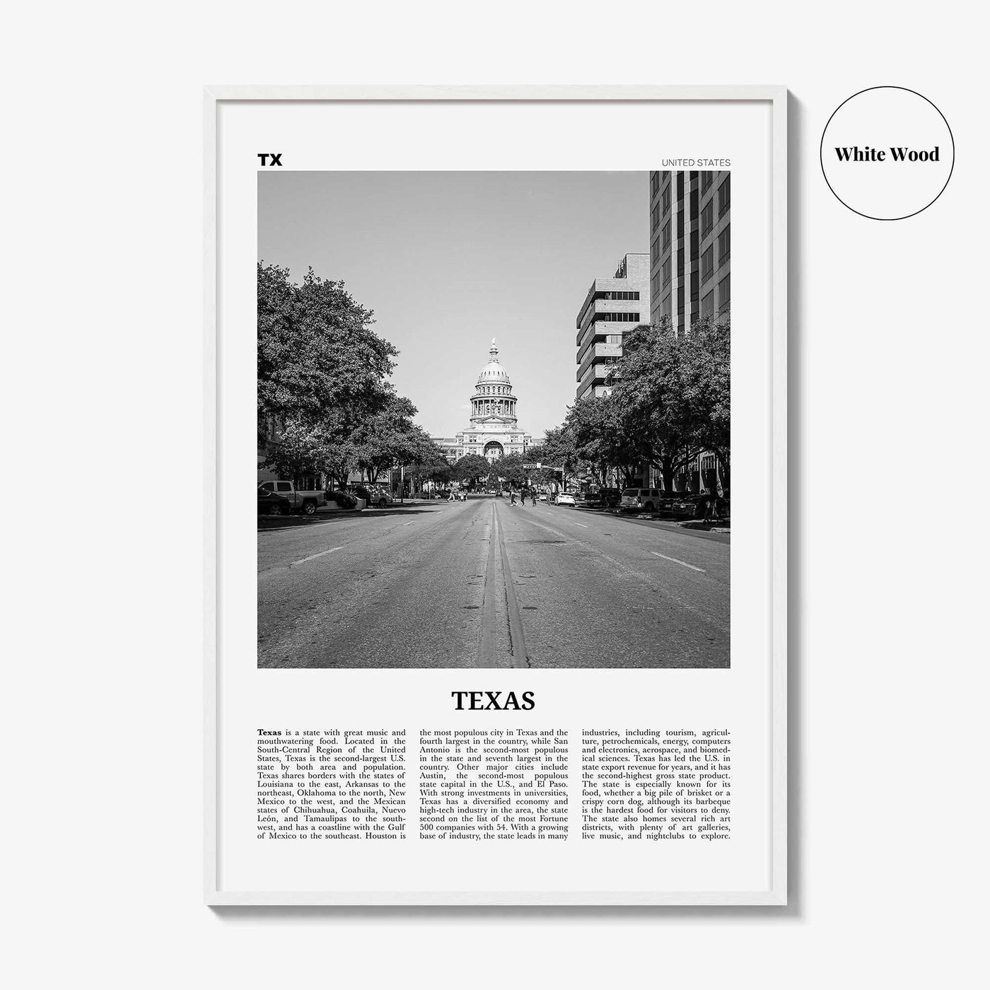 Texas Print Black and White No 2, Texas Wall Art, Texas Poster, Texas Photo, Texas Wall Decor, USA, United States, North America