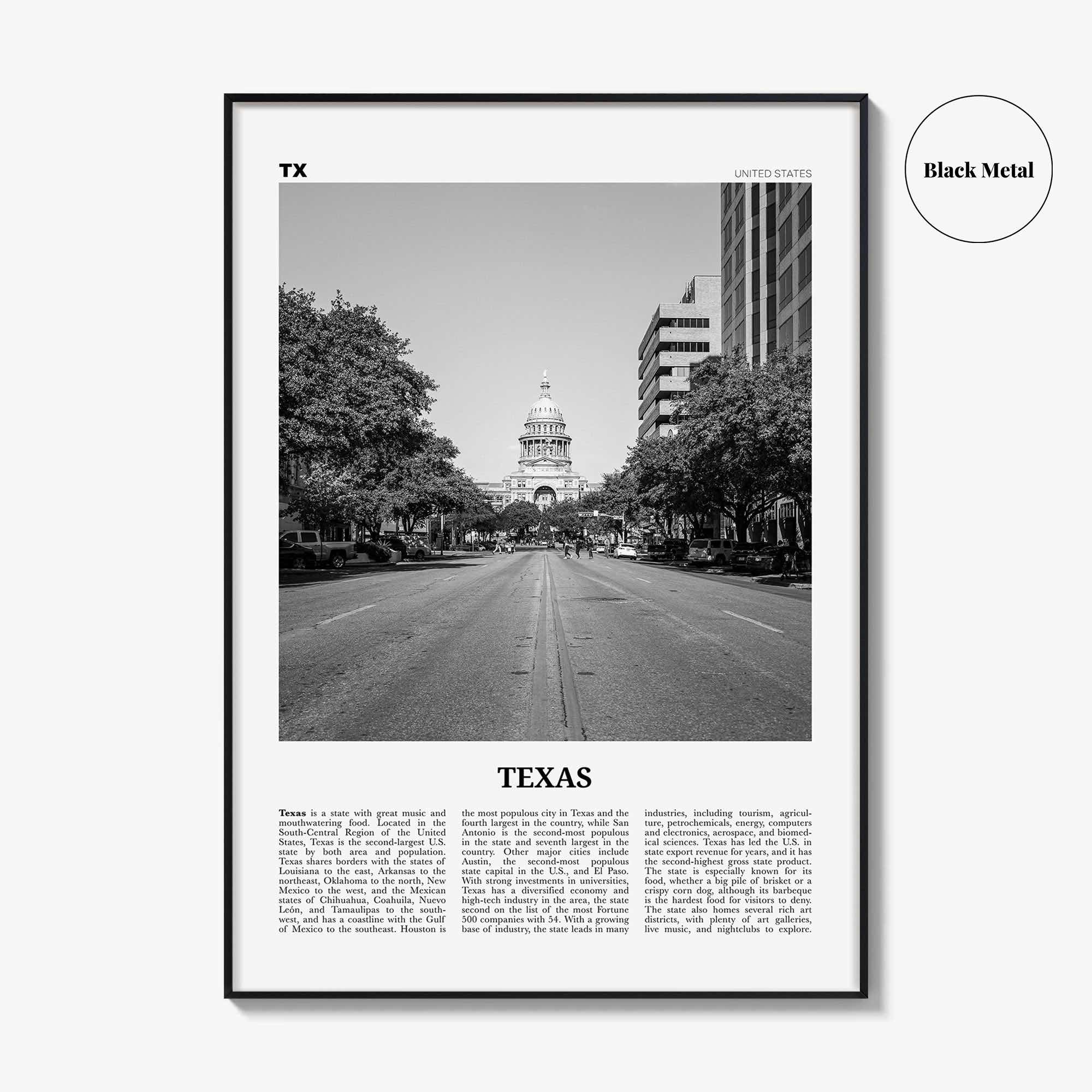 Texas Print Black and White No 2, Texas Wall Art, Texas Poster, Texas Photo, Texas Wall Decor, USA, United States, North America