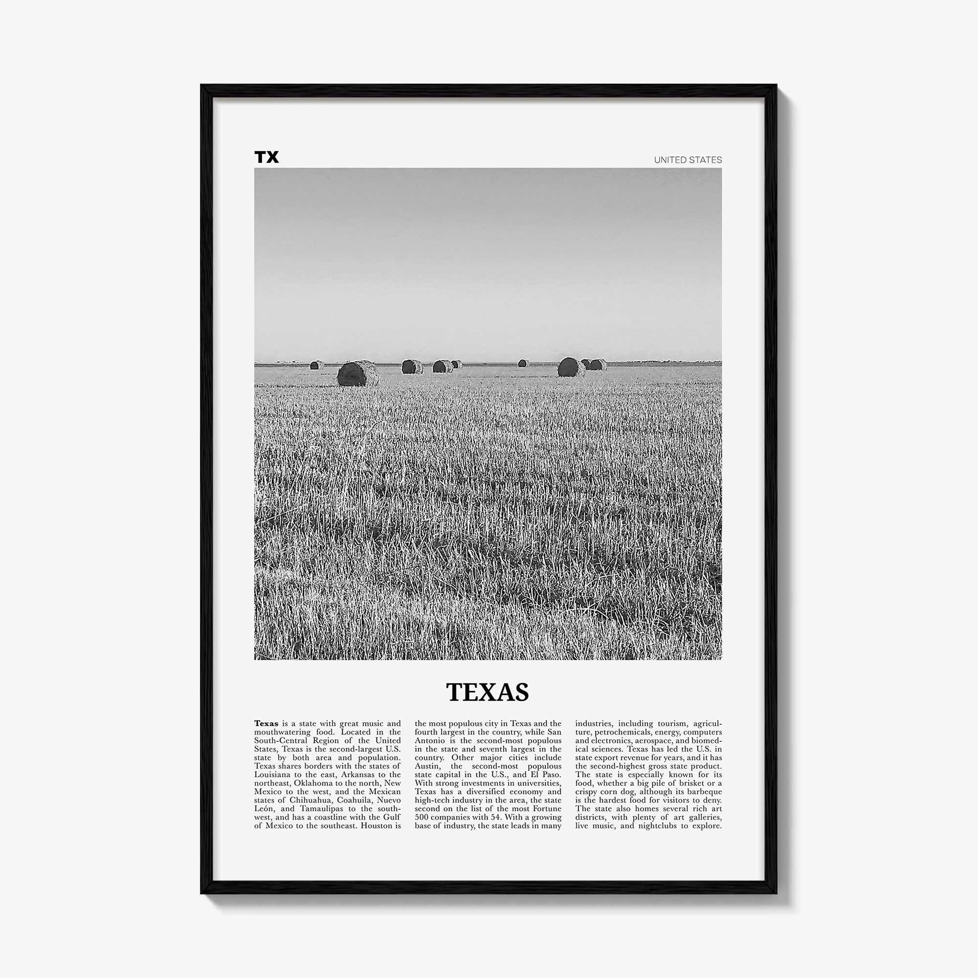 Texas Print Black and White No 3, Texas Wall Art, Texas Poster, Texas Photo, Texas Wall Décor, Texas Map, United States