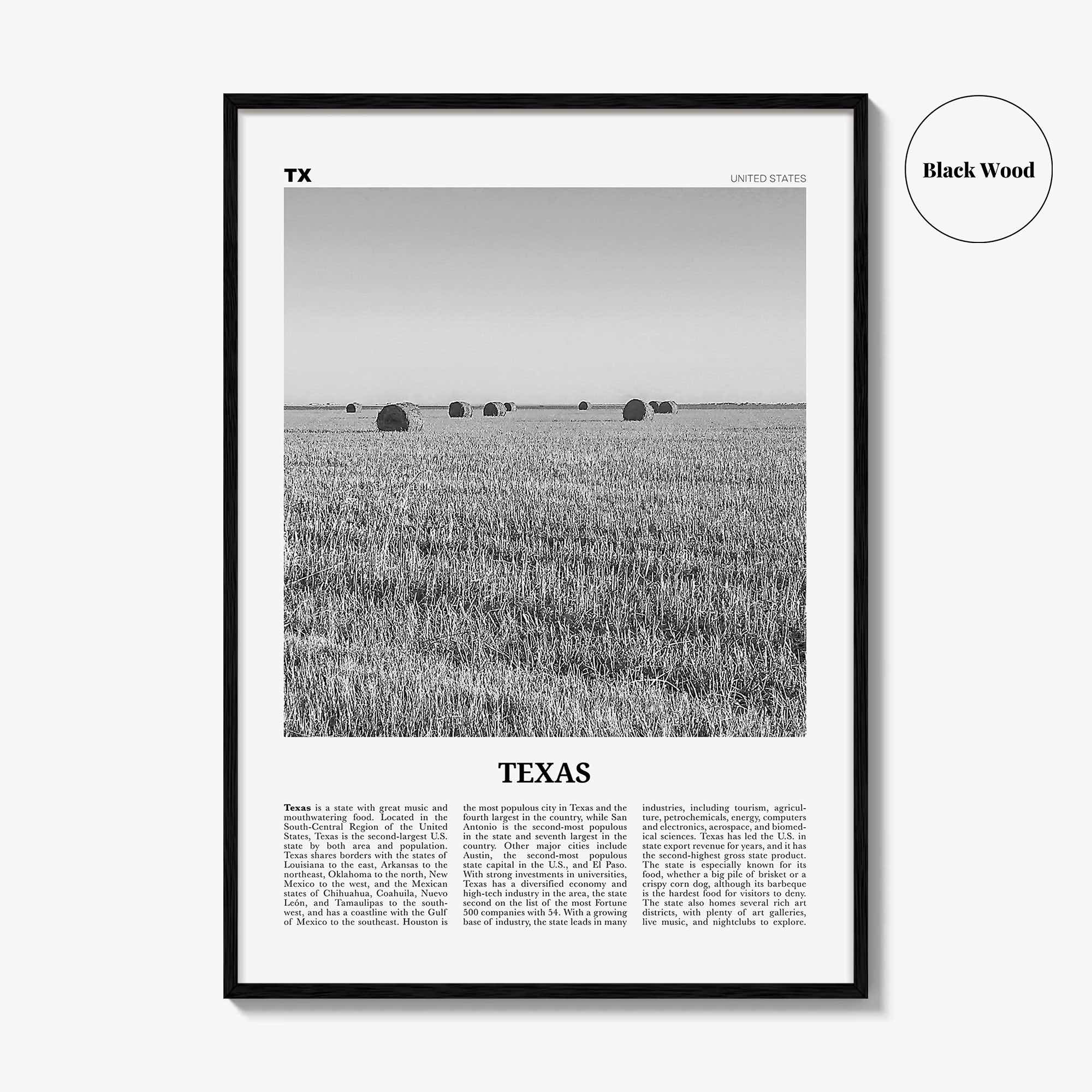 Texas Print Black and White No 3, Texas Wall Art, Texas Poster, Texas Photo, Texas Wall Décor, Texas Map, United States