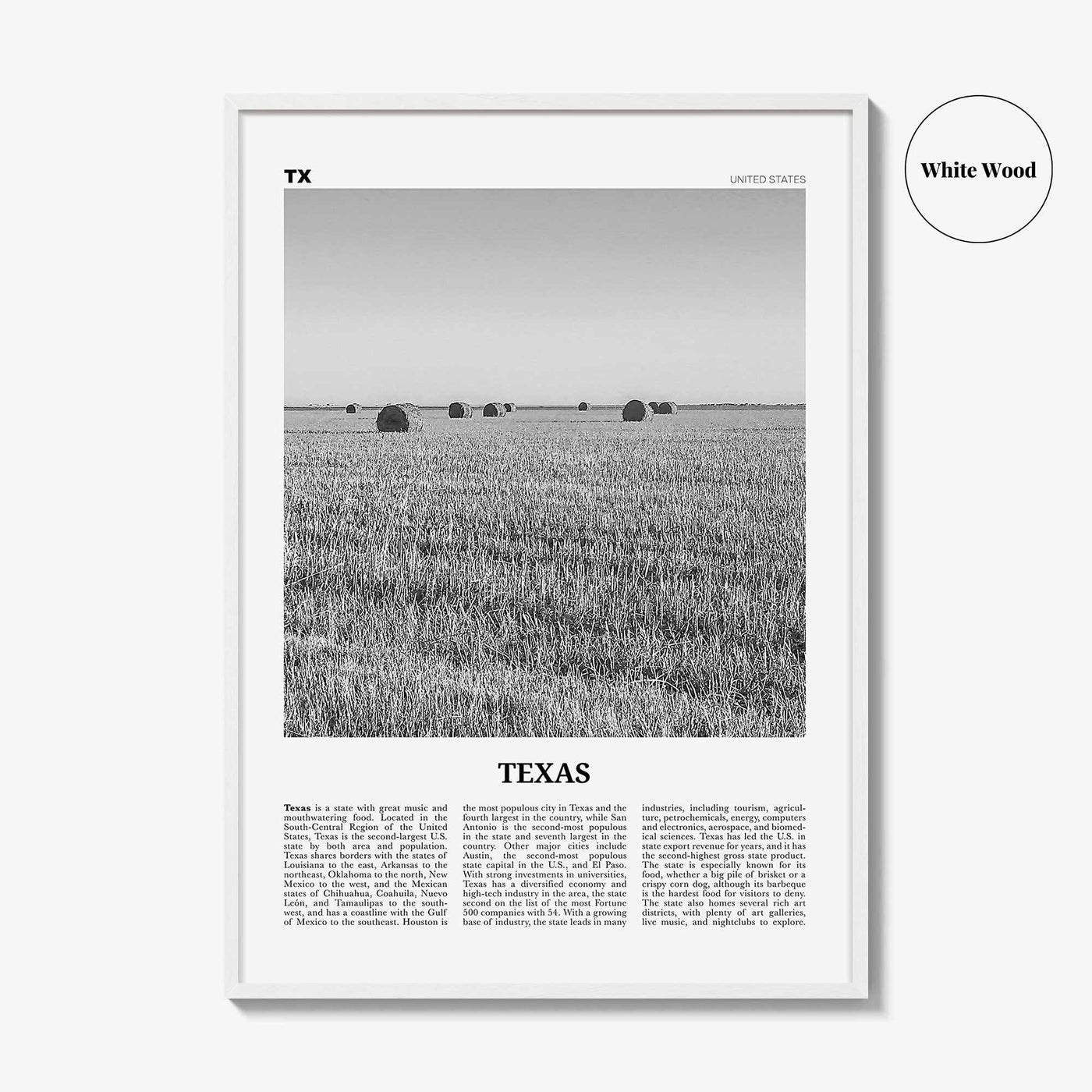 Texas Print Black and White No 3, Texas Wall Art, Texas Poster, Texas Photo, Texas Wall Décor, Texas Map, United States