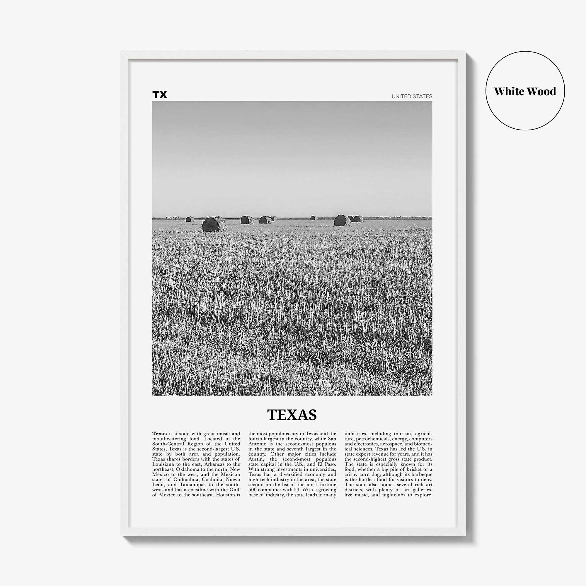 Texas Print Black and White No 3, Texas Wall Art, Texas Poster, Texas Photo, Texas Wall Décor, Texas Map, United States