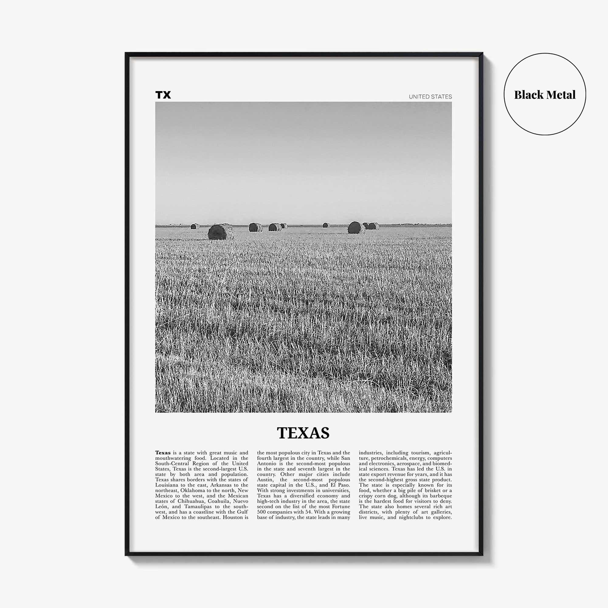 Texas Print Black and White No 3, Texas Wall Art, Texas Poster, Texas Photo, Texas Wall Décor, Texas Map, United States