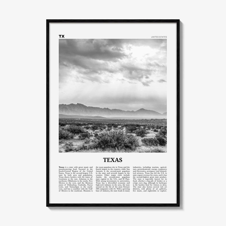 Texas Print Black and White No 4, Texas Wall Art, Texas Poster, Texas Photo, Texas Wall Décor, Texas Map,