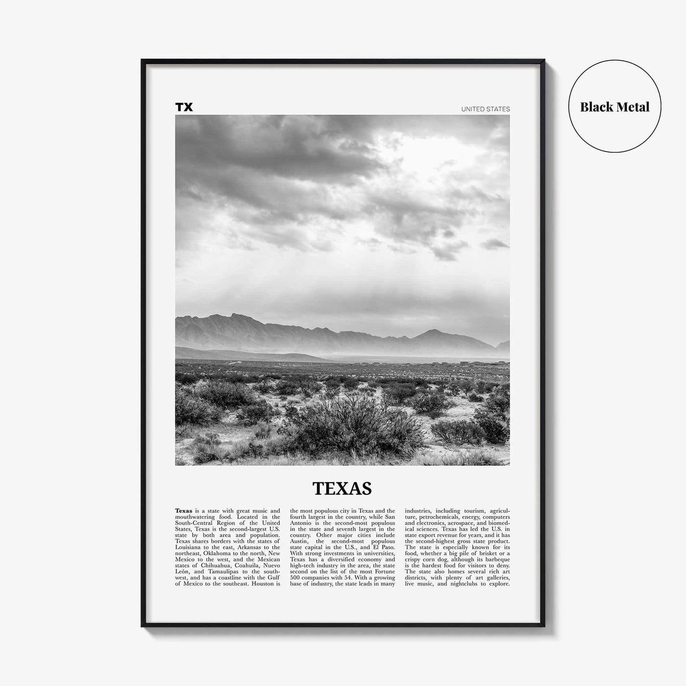 Texas Print Black and White No 4, Texas Wall Art, Texas Poster, Texas Photo, Texas Wall Décor, Texas Map,