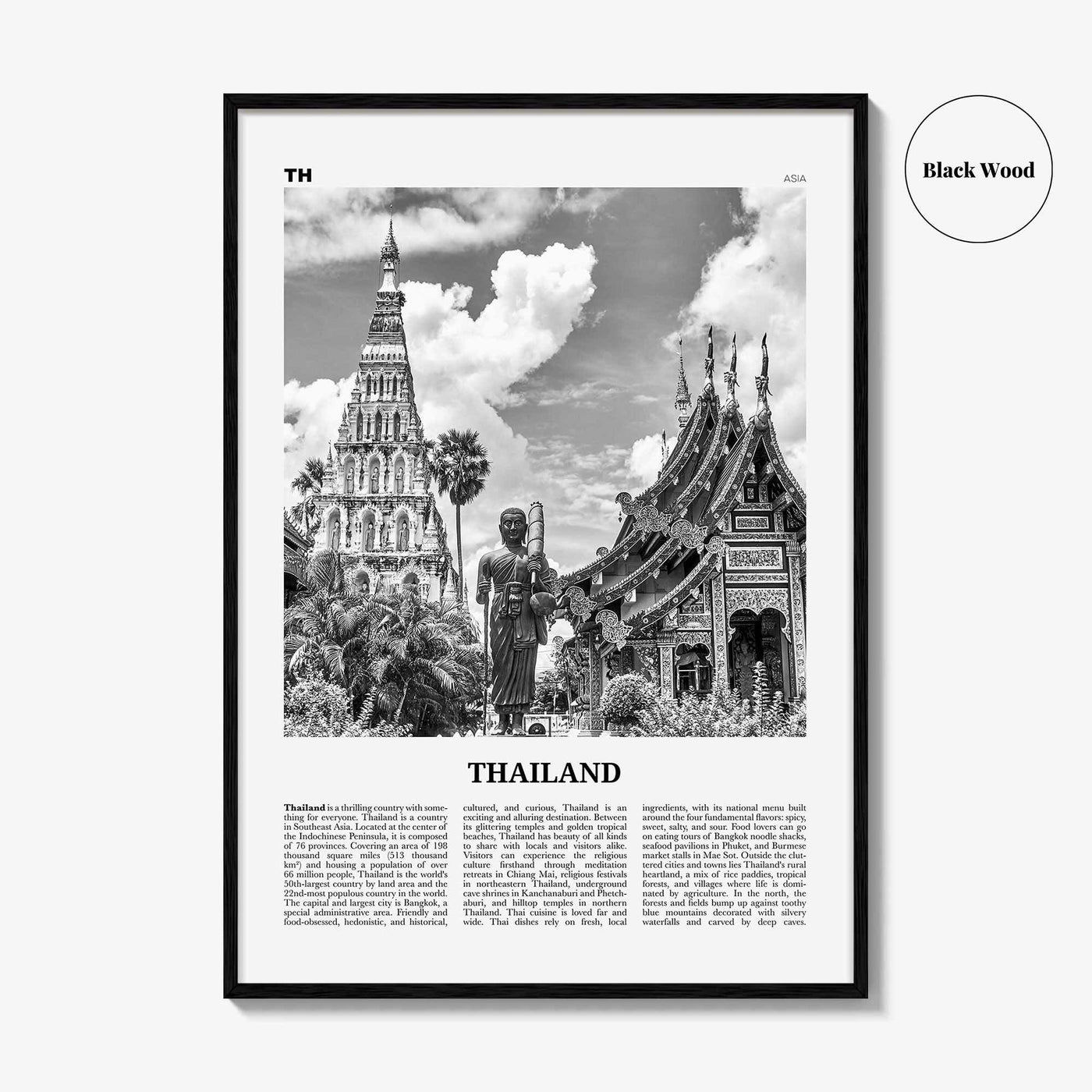 Thailand Print Black and White No 2, Thailand Wall Art, Thailand Poster, Thailand Photo, Ratcha-anachak, Thai, Siam, Bangkok, Asia