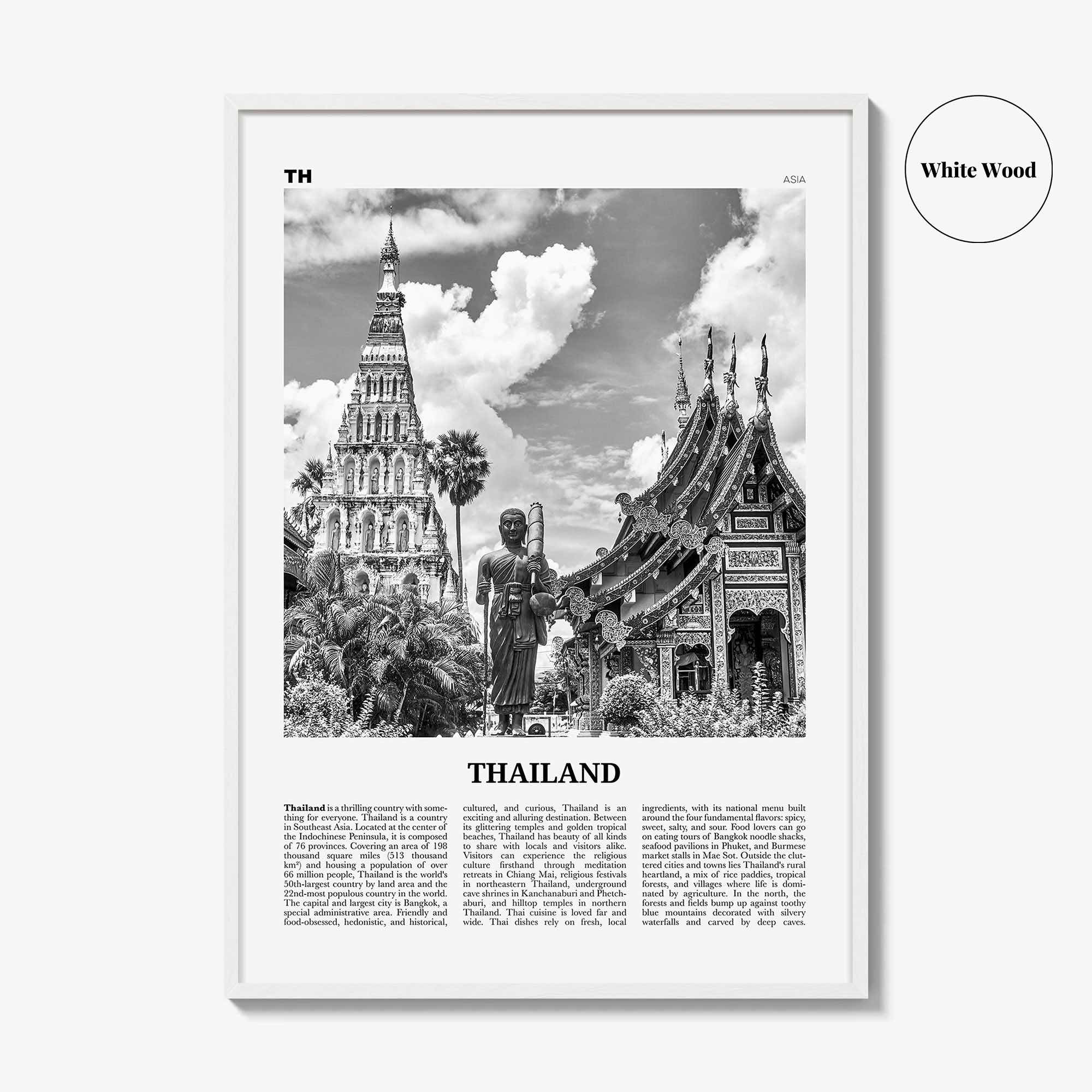 Thailand Print Black and White No 2, Thailand Wall Art, Thailand Poster, Thailand Photo, Ratcha-anachak, Thai, Siam, Bangkok, Asia