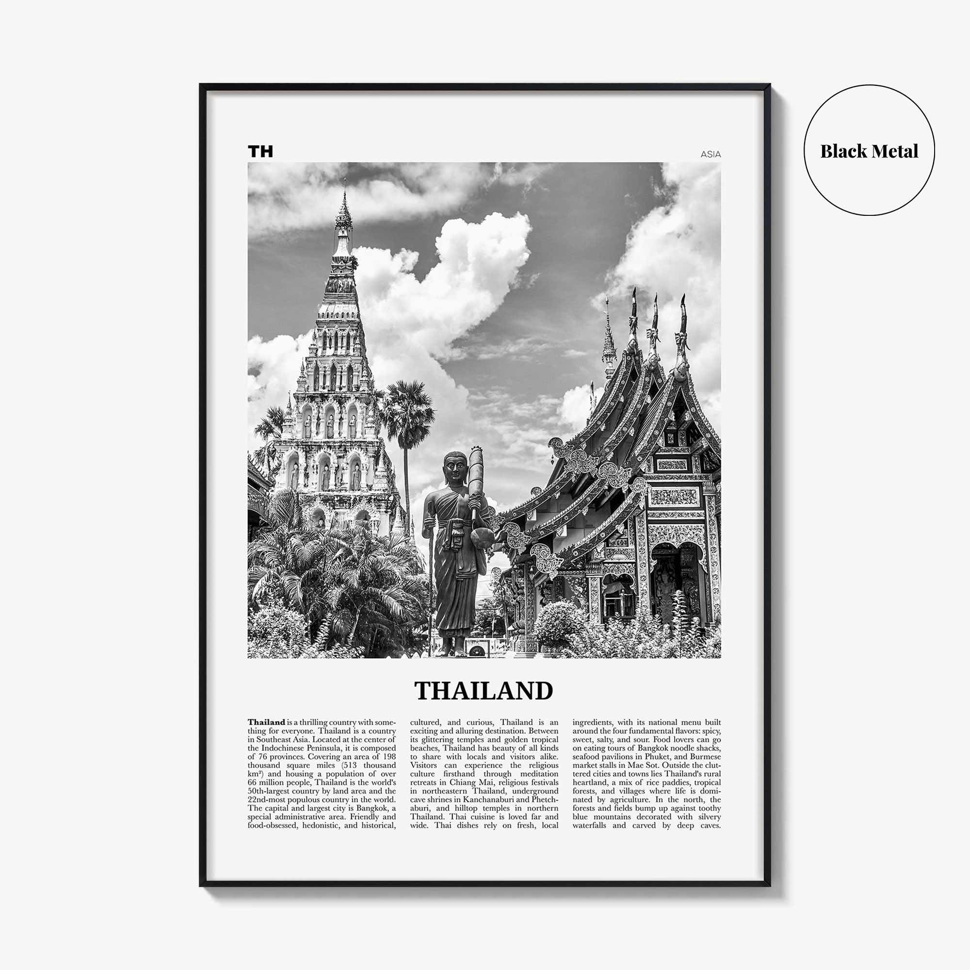 Thailand Print Black and White No 2, Thailand Wall Art, Thailand Poster, Thailand Photo, Ratcha-anachak, Thai, Siam, Bangkok, Asia