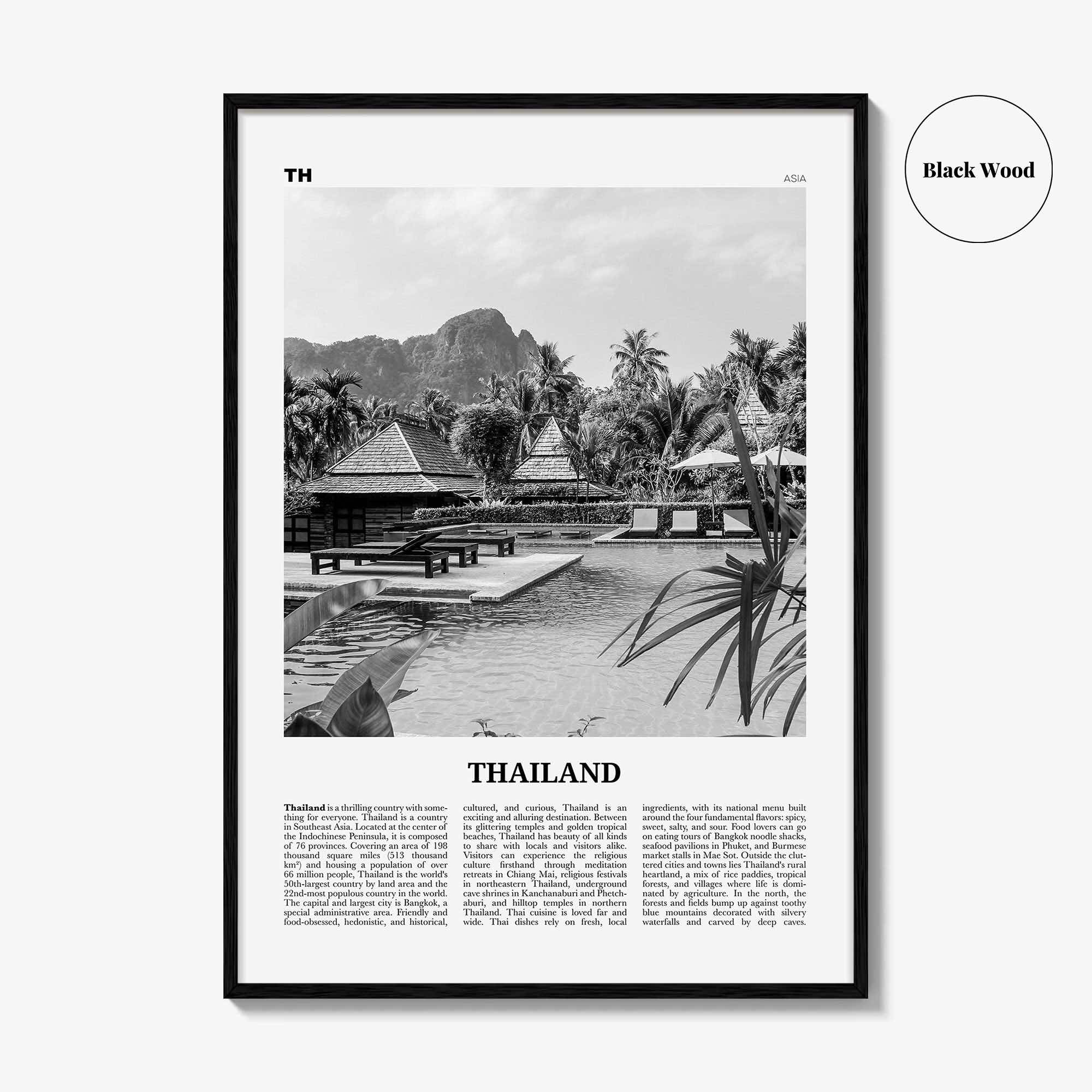 Thailand Print Black and White No 3, Thailand Wall Art, Thailand Poster, Thailand Photo, Ratcha-anachak, Thai, Siam, Bangkok, Asia