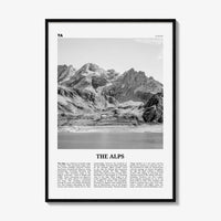 The Alps Print Black and White, The Alps Wall Art, The Alps Poster, The Alps Photo, The Alps Wall Décor, The Alps Map, Europe