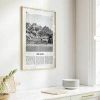 The Alps Print Black and White, The Alps Wall Art, The Alps Poster, The Alps Photo, The Alps Wall Décor, The Alps Map, Europe