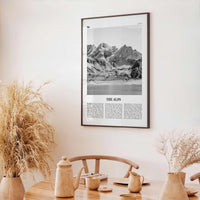 The Alps Print Black and White, The Alps Wall Art, The Alps Poster, The Alps Photo, The Alps Wall Décor, The Alps Map, Europe