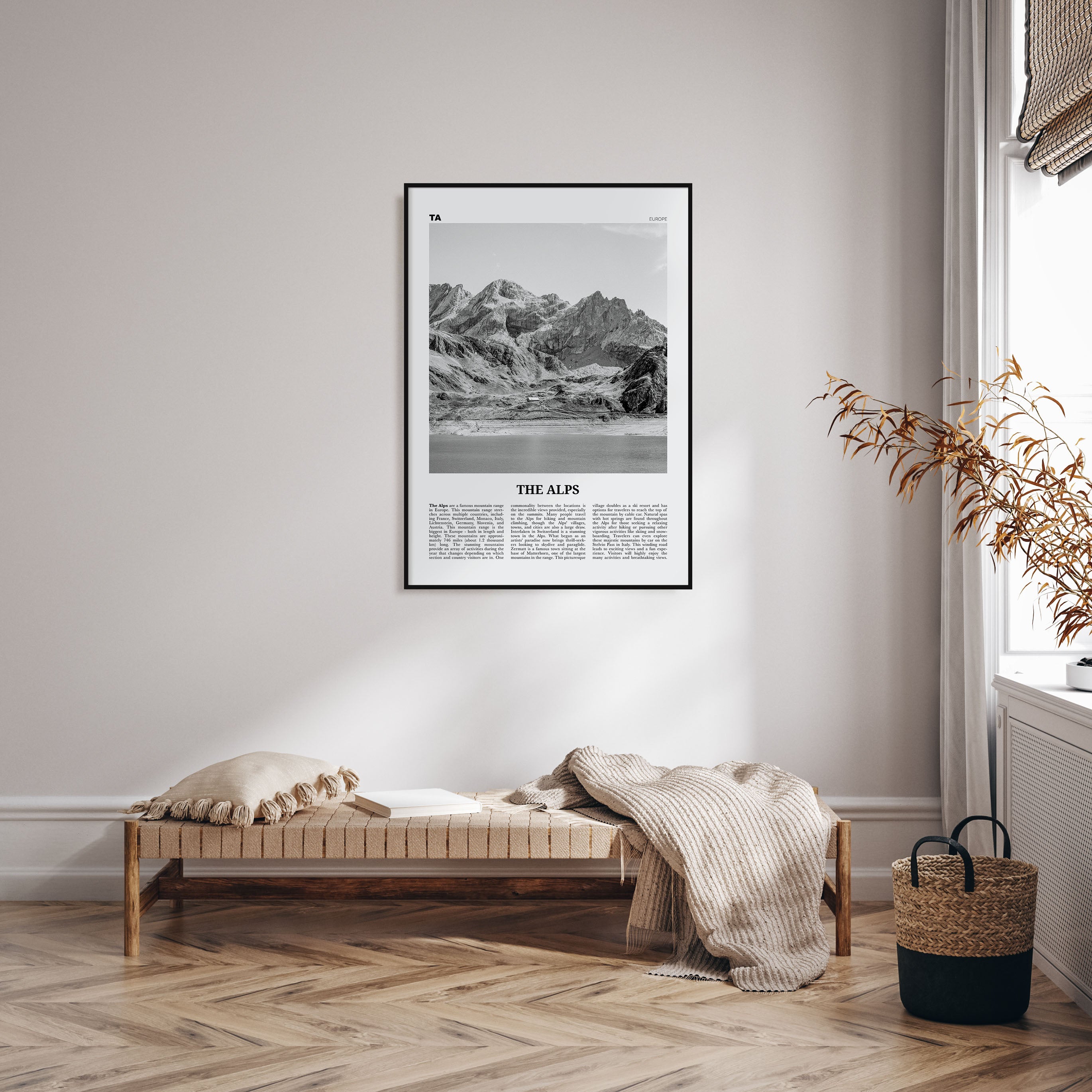 The Alps Travel B&W Poster