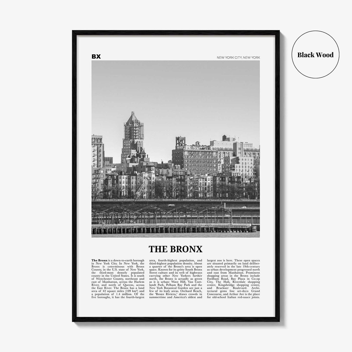 The Bronx Print Black and White No 1, The Bronx Wall Art, The Bronx Poster, The Bronx Photo, New York, USA, United States, North America