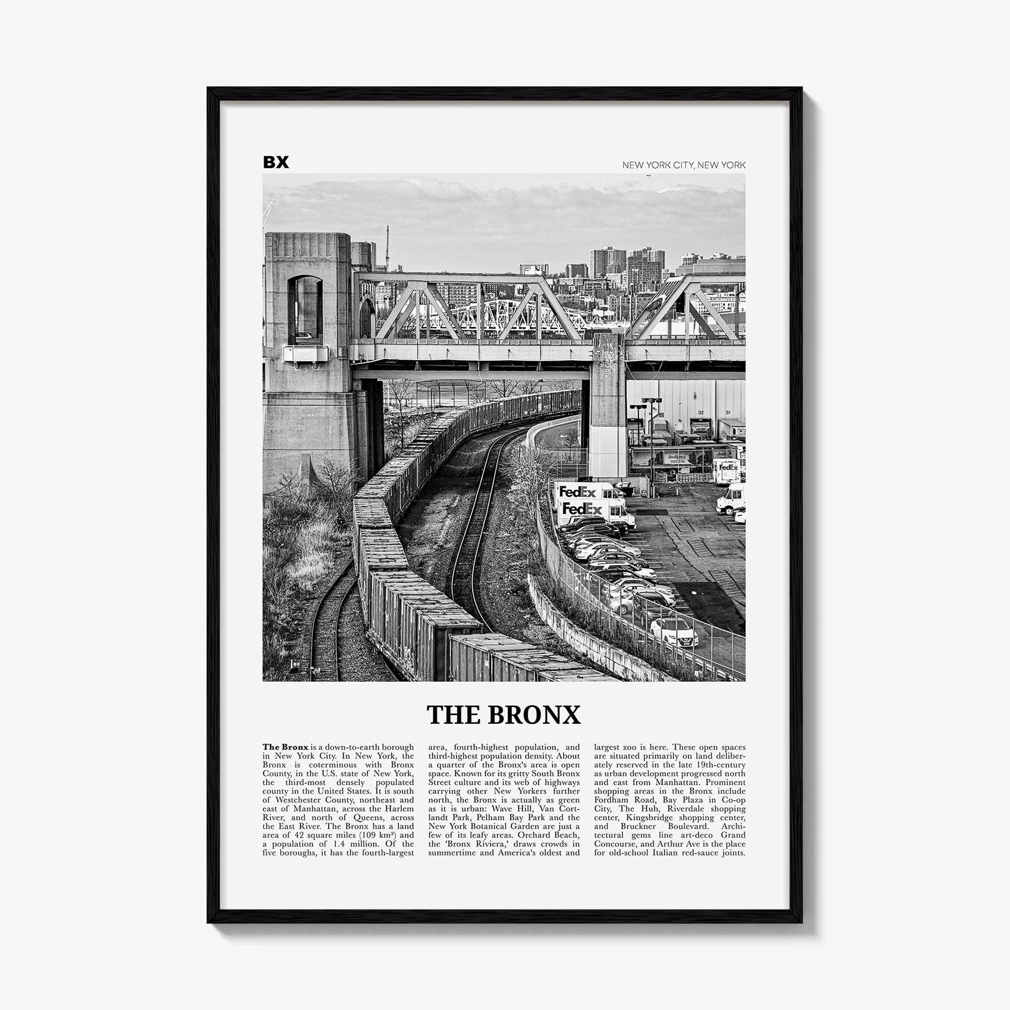 The Bronx Print Black and White No 2, The Bronx Wall Art, The Bronx Poster, The Bronx Photo, New York, USA, United States, North America