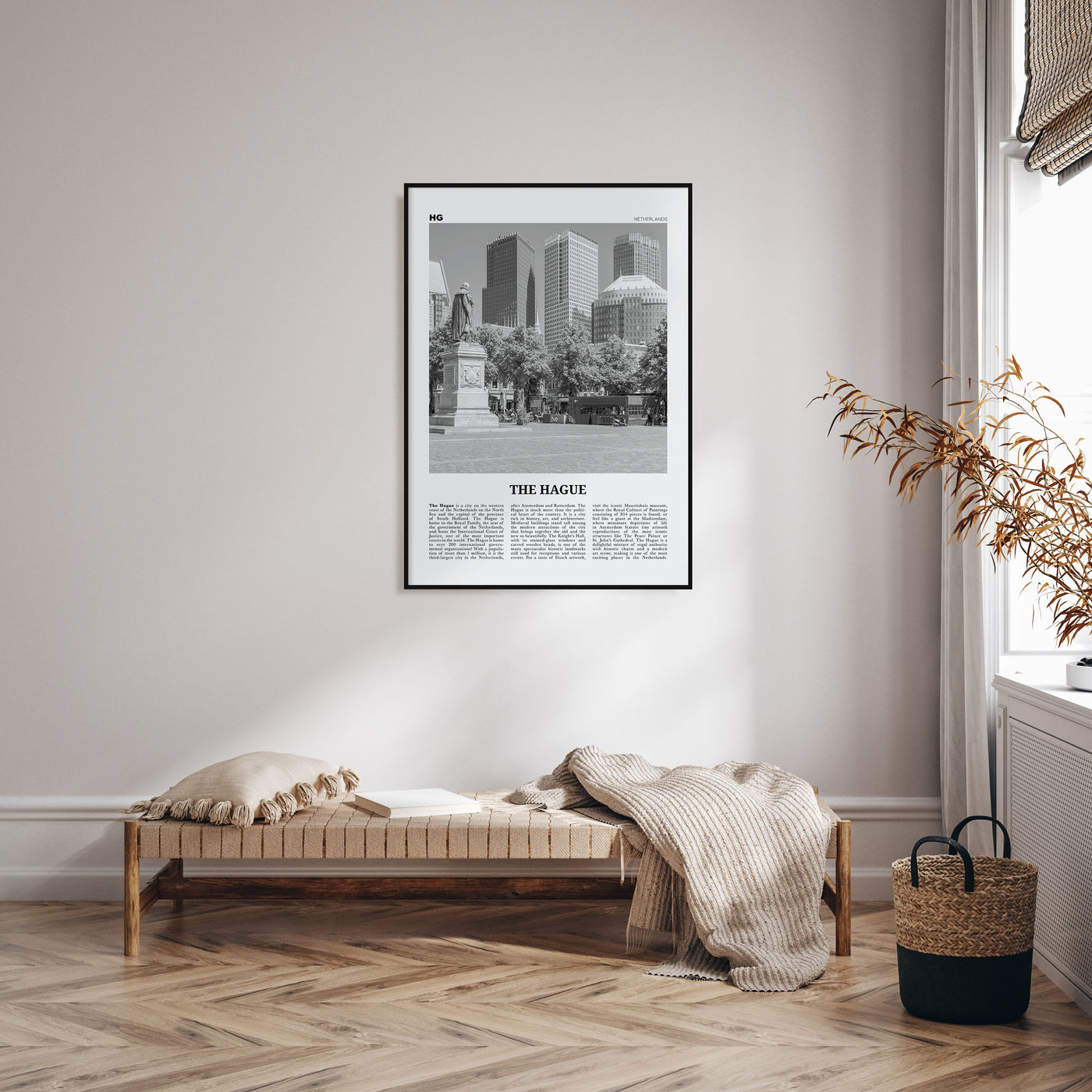 The Hague Travel B&W Poster