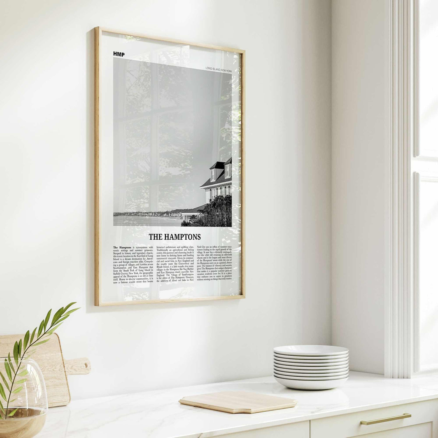 The Hamptons Print Black and White, Hamptons Wall Art, Hamptons Poster, Hamptons Photo, Long Island, New York, USA, United States