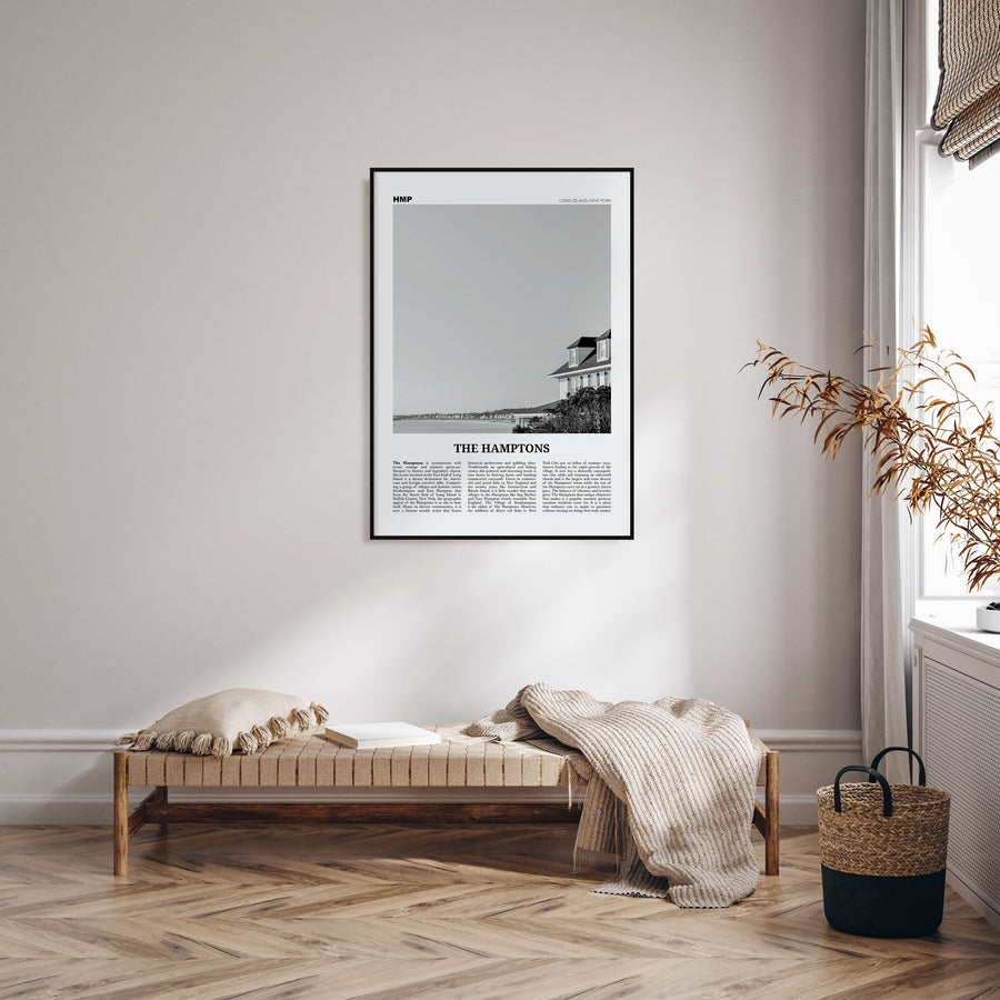 The Hamptons Travel B&W Poster