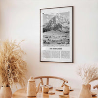 The Himalayas Print Black and White, Himalayas Wall Art, Himalayas Poster, Himalayas Photo, Himalayas Map, Asia