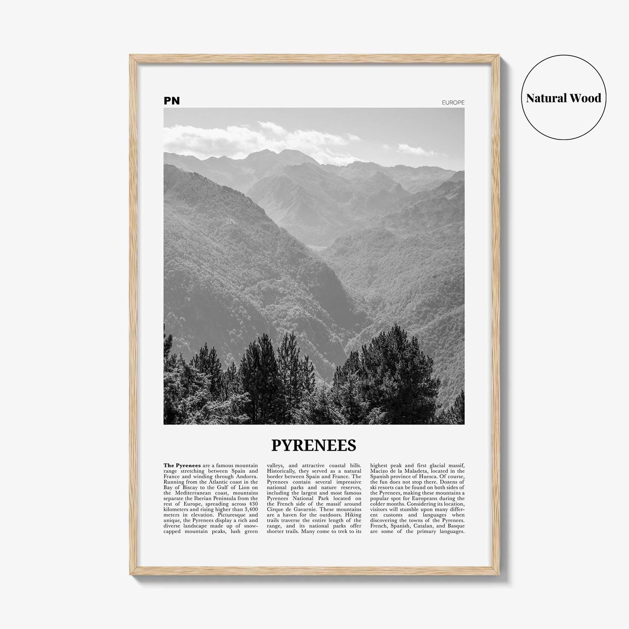 The Pyrenees Print Black and White, The Pyrenees Wall Art, The Pyrenees Poster, The Pyrenees Photo, The Pyrenees Wall Décor