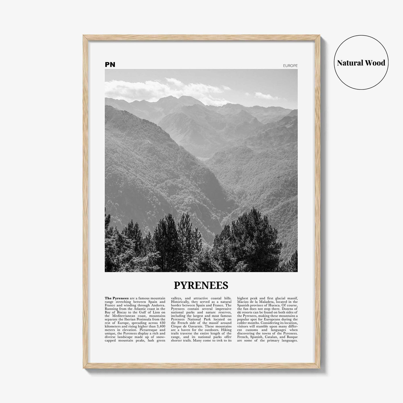 The Pyrenees Print Black and White, The Pyrenees Wall Art, The Pyrenees Poster, The Pyrenees Photo, The Pyrenees Wall Décor