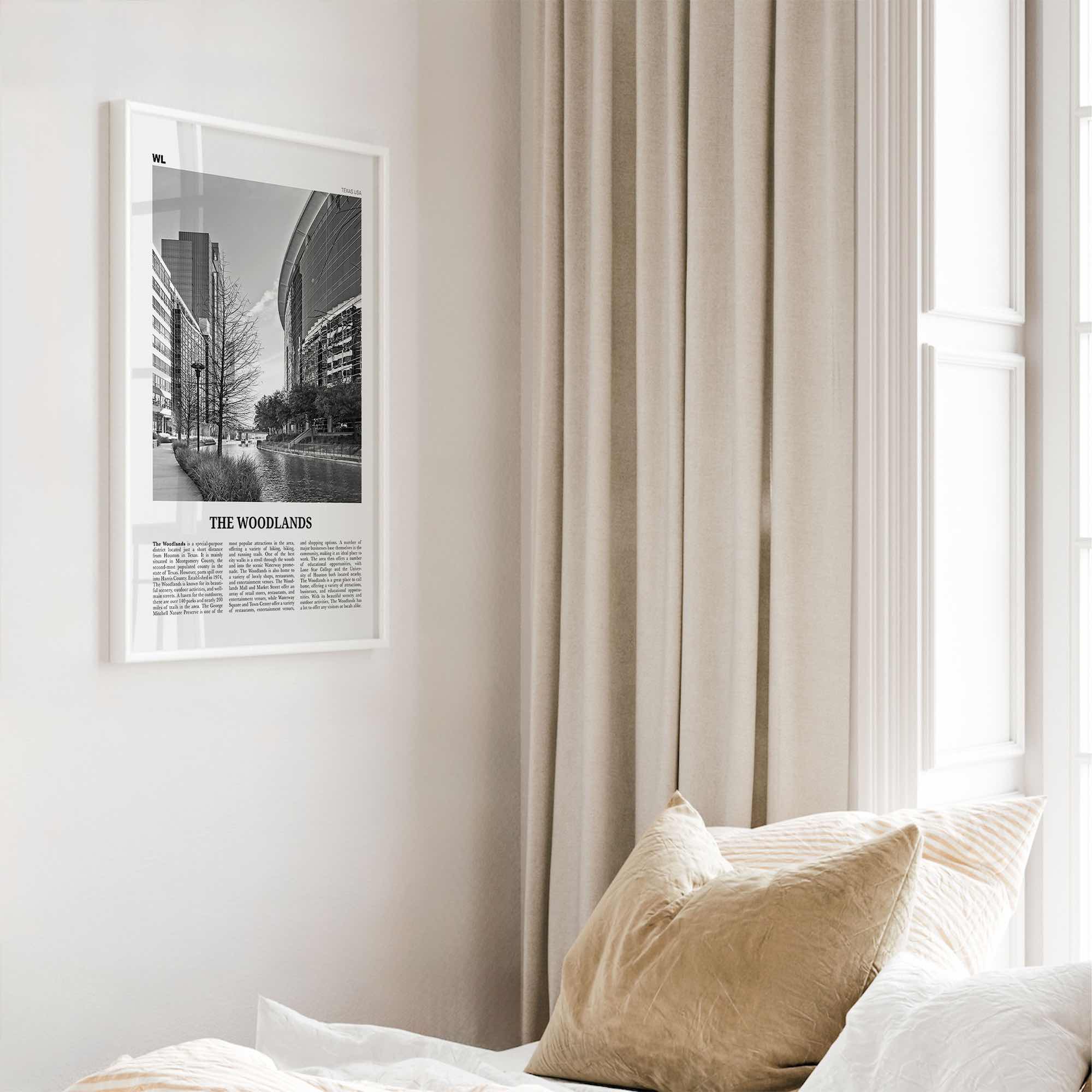 The Woodlands Print Black and White, The Woodlands Wall Art, The Woodlands Poster, Photo, The Woodlands Wall Décor, The Woodlands Map