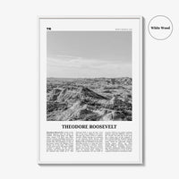 Theodore Roosevelt National Park Print Black and White, Theodore Roosevelt Wall Art, Theodore Roosevelt Poster, North Dakota