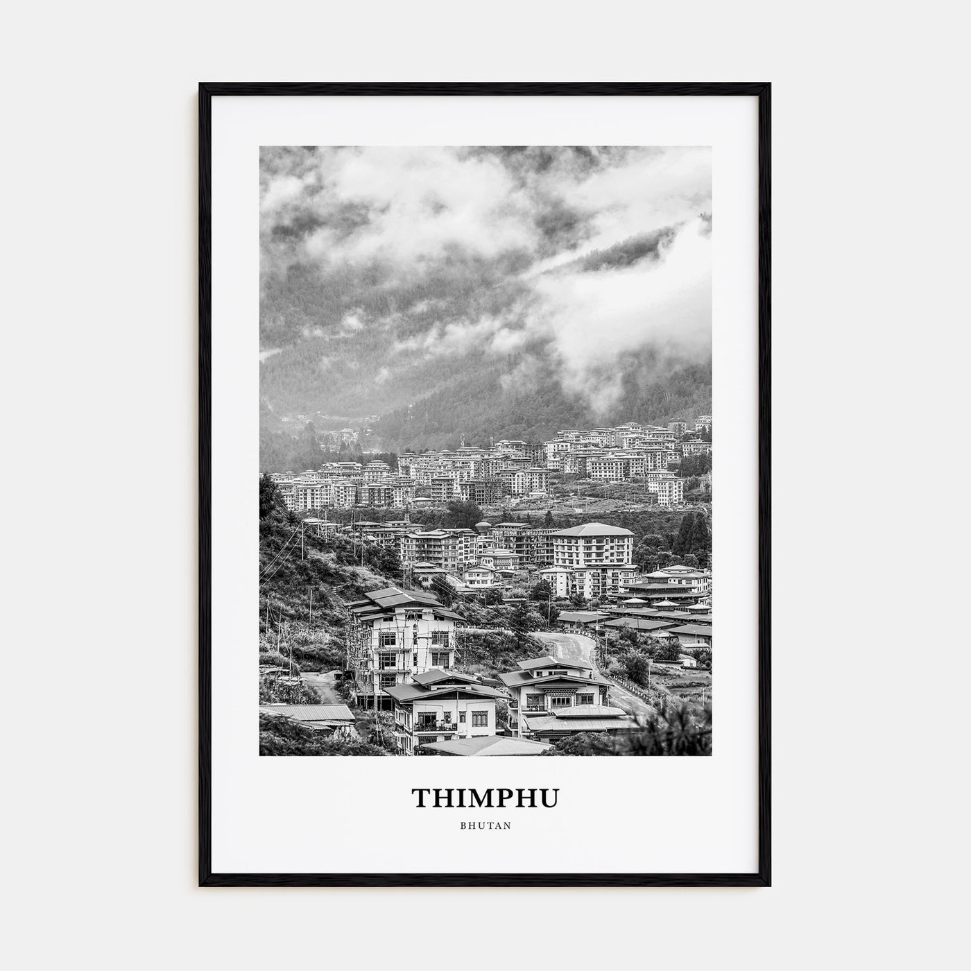Thimphu Portrait B&W Poster