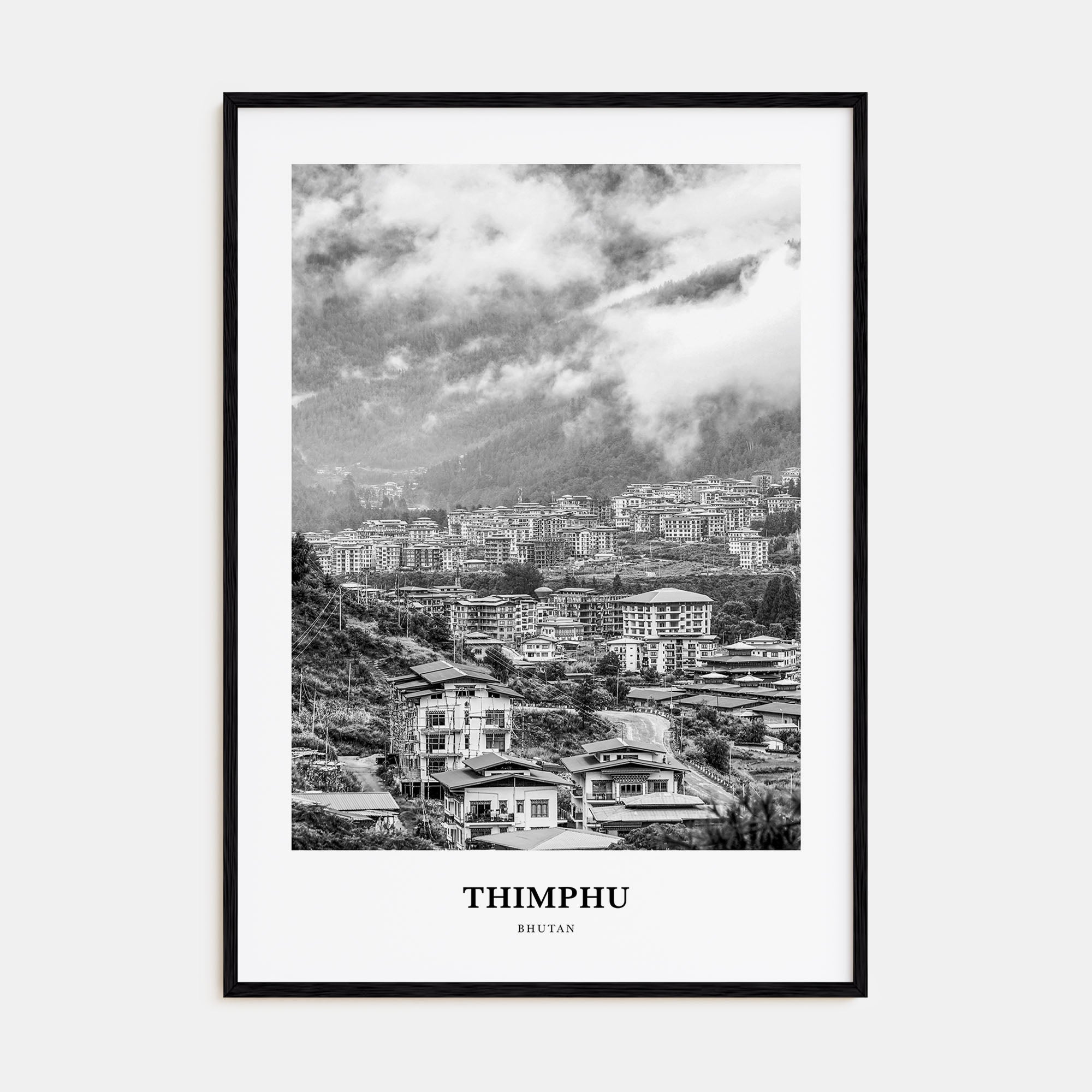 Thimphu Portrait B&W Poster