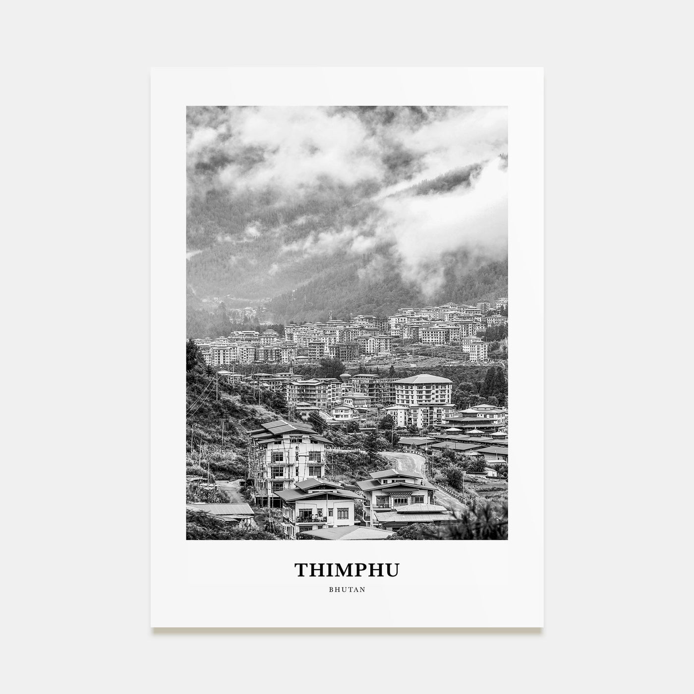 Thimphu Portrait B&W Poster