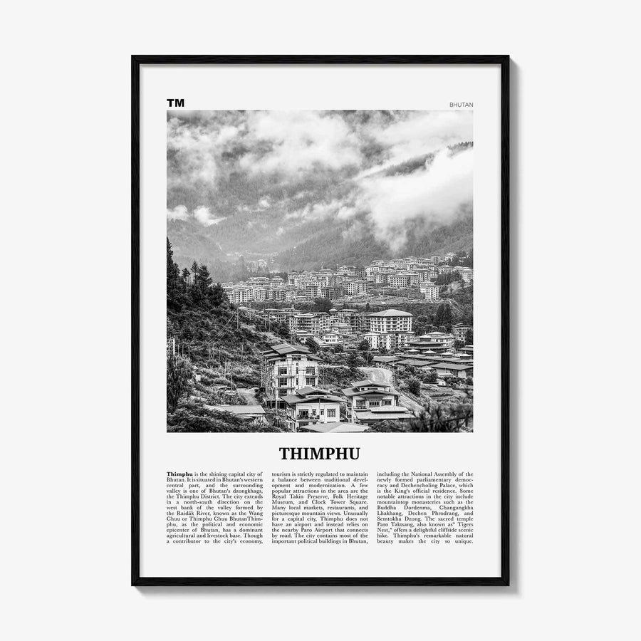 Thimphu Print Black and White, Thimphu Wall Art, Thimphu Poster, Thimphu Photo, Thimphu Wall Décor, Thimbu, Thimpu, Bhutan