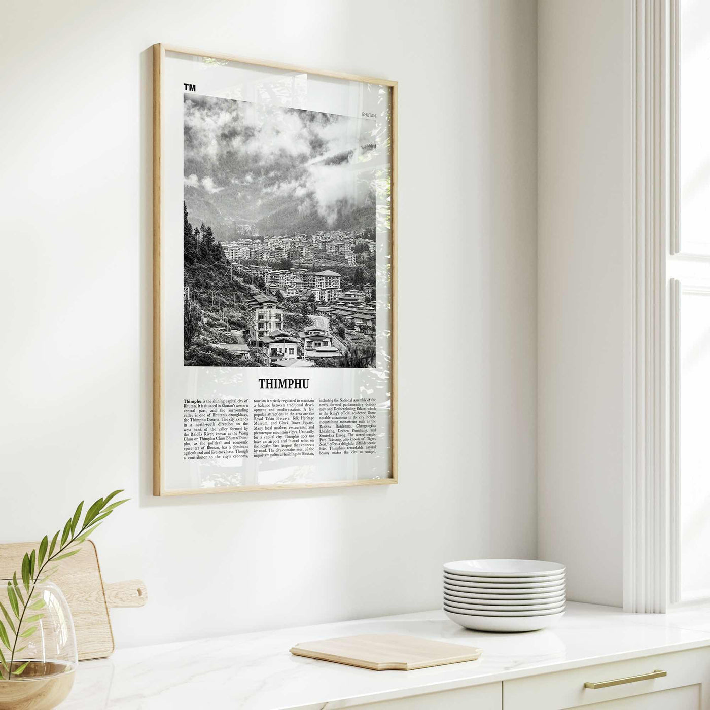 Thimphu Print Black and White, Thimphu Wall Art, Thimphu Poster, Thimphu Photo, Thimphu Wall Décor, Thimbu, Thimpu, Bhutan