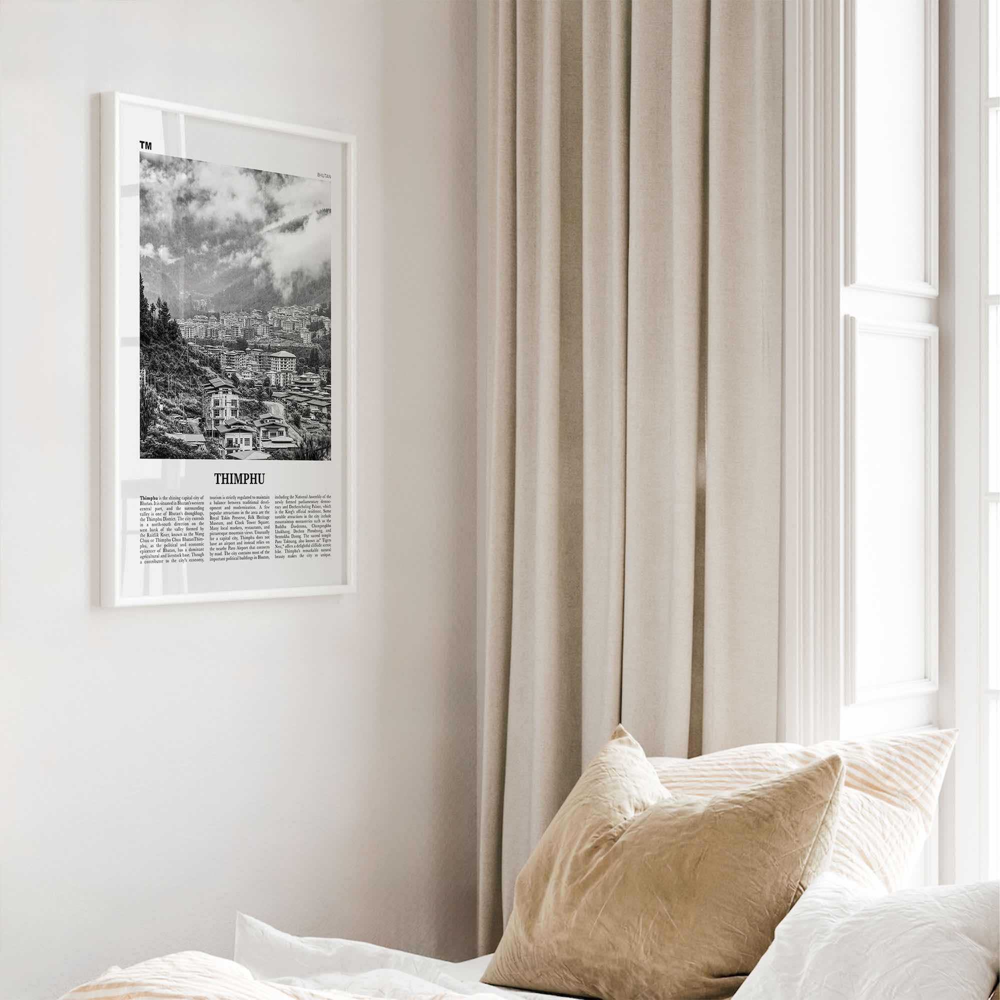 Thimphu Print Black and White, Thimphu Wall Art, Thimphu Poster, Thimphu Photo, Thimphu Wall Décor, Thimbu, Thimpu, Bhutan