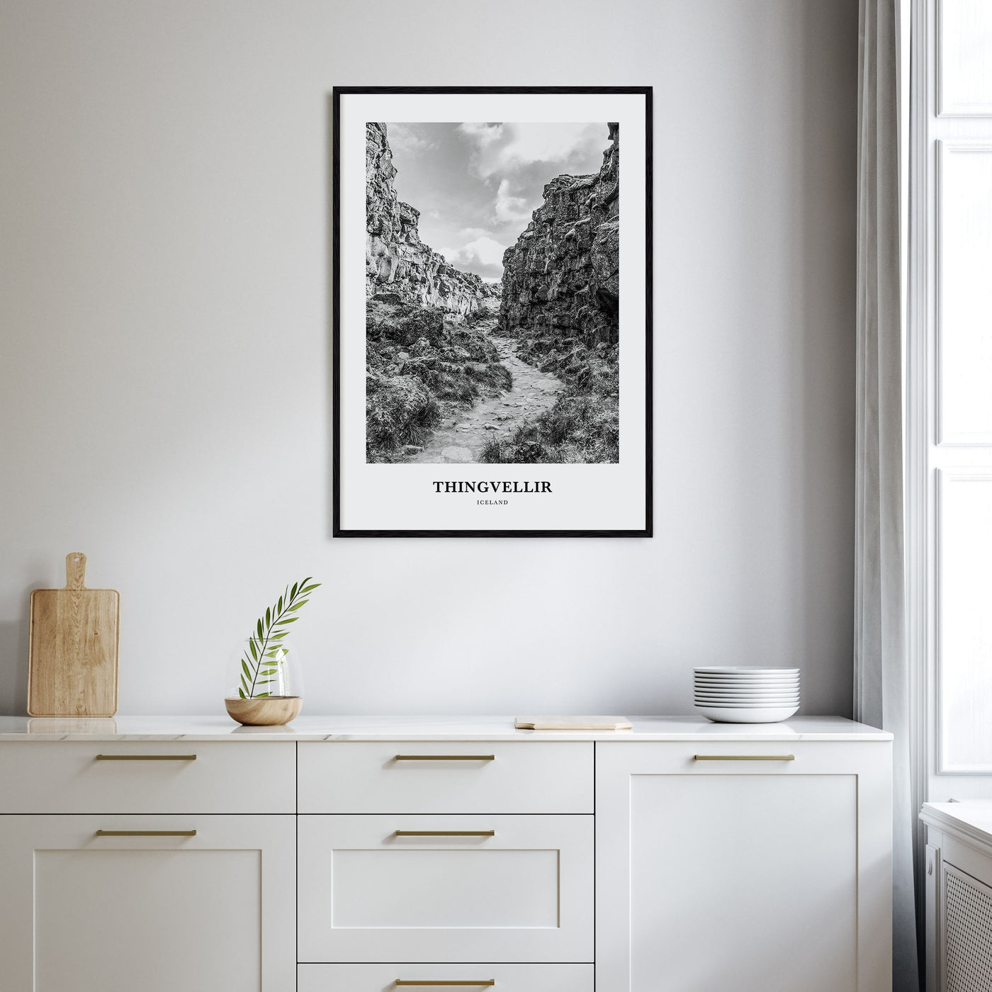 Thingvellir National Park Portrait B&W Poster