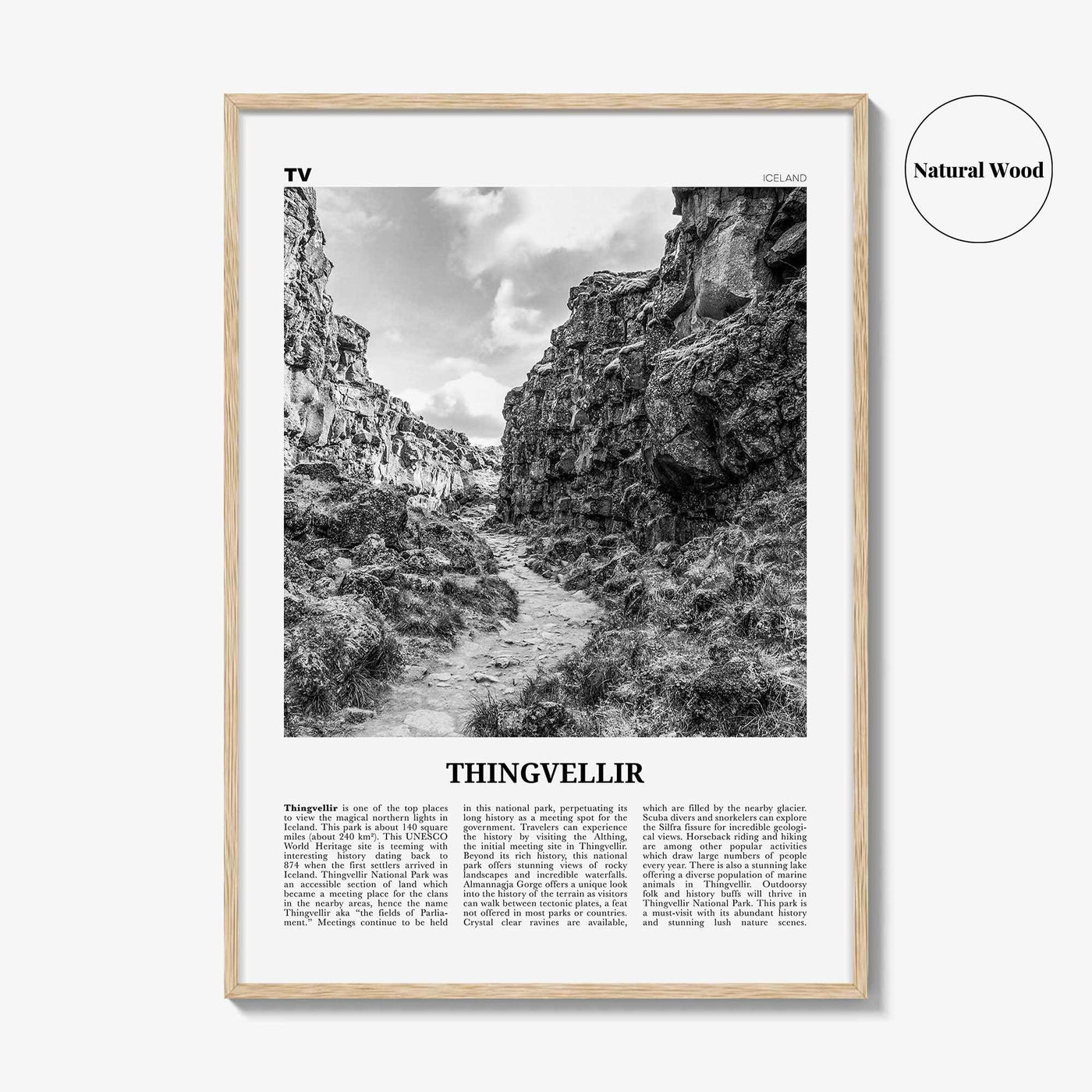 Thingvellir National Park Print Black and White, Thingvellir Wall Art, Thingvellir Poster, Thingvellir Photo, Thingvellir Décor, Iceland
