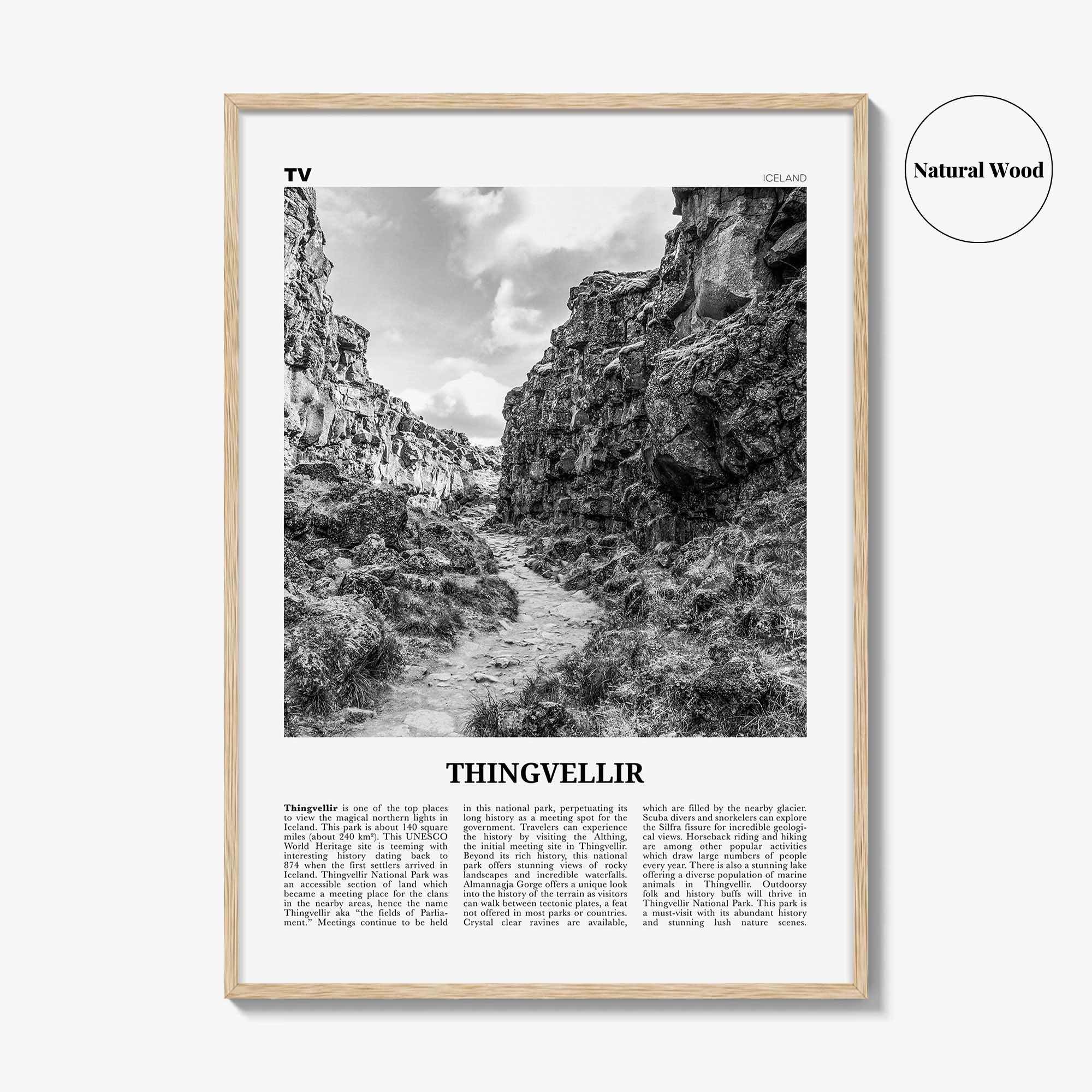 Thingvellir National Park Print Black and White, Thingvellir Wall Art, Thingvellir Poster, Thingvellir Photo, Thingvellir Décor, Iceland