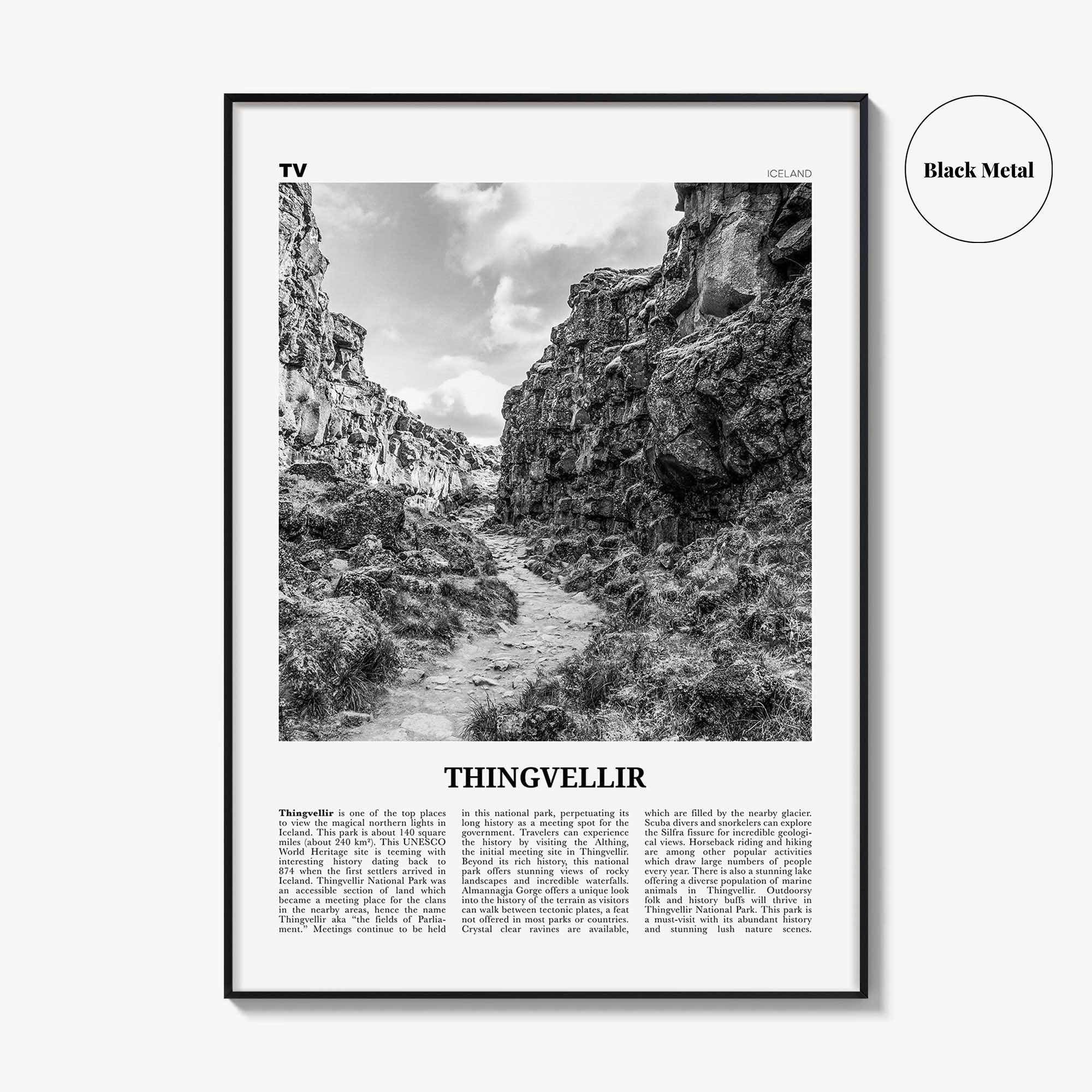 Thingvellir National Park Print Black and White, Thingvellir Wall Art, Thingvellir Poster, Thingvellir Photo, Thingvellir Décor, Iceland