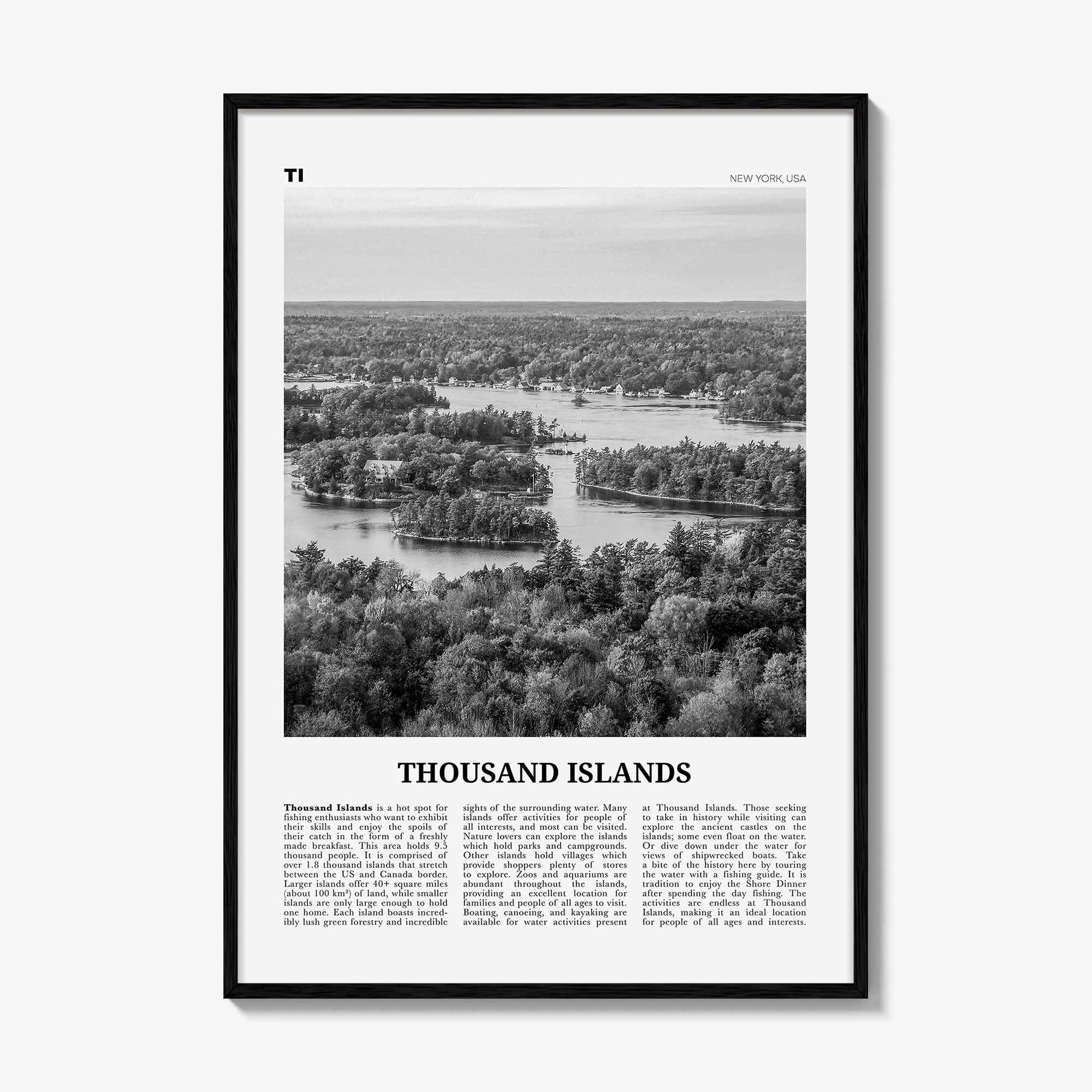 Thousand Islands Print Black and White, Thousand Islands Wall Art, Thousand Islands Poster, Thousand Islands Photo, New York, USA