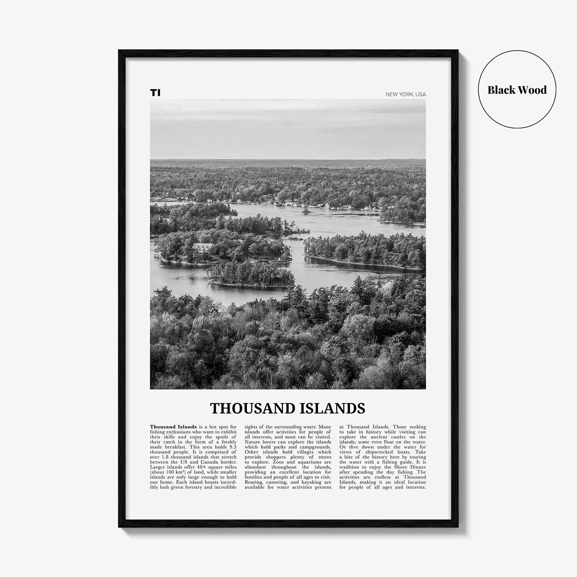 Thousand Islands Print Black and White, Thousand Islands Wall Art, Thousand Islands Poster, Thousand Islands Photo, New York, USA