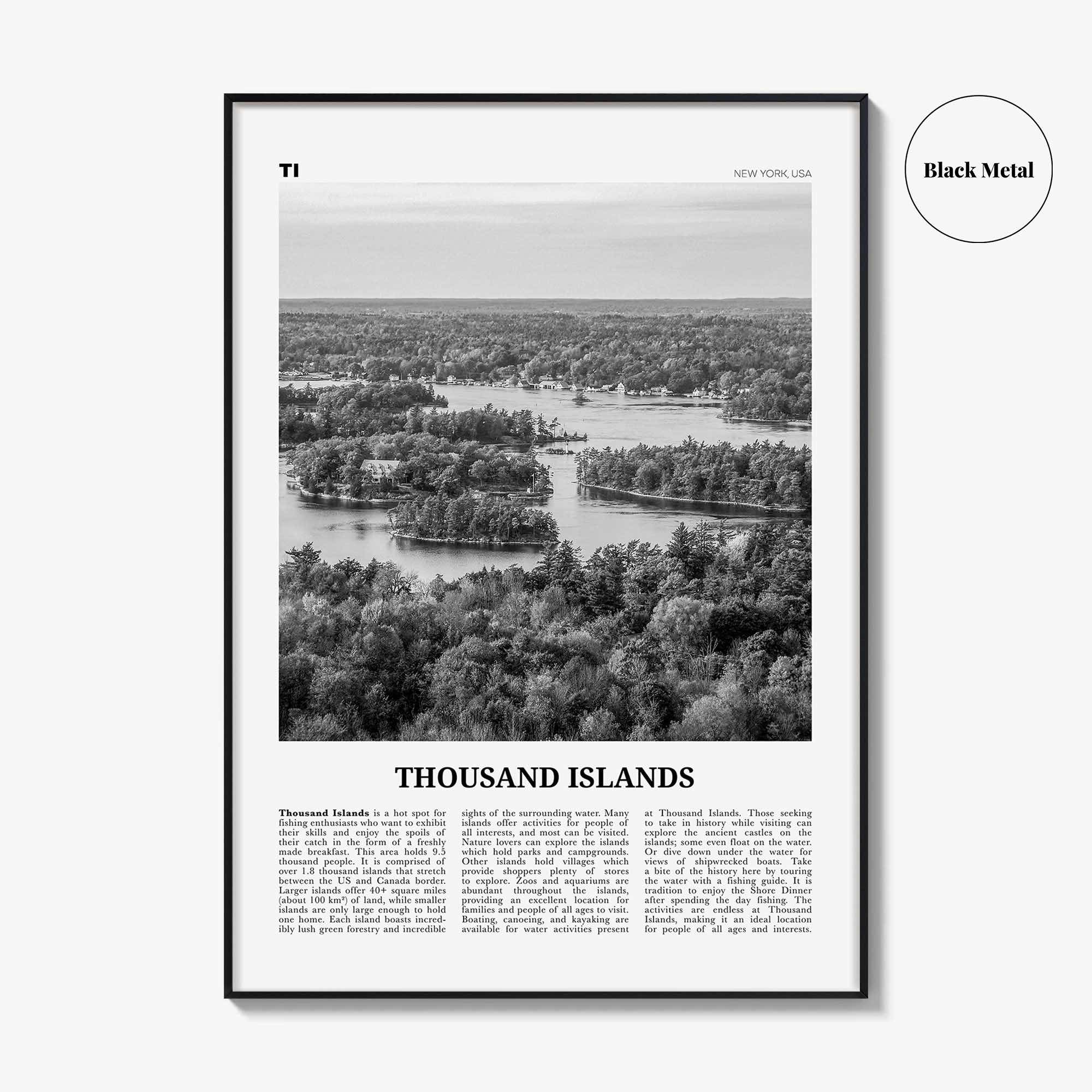 Thousand Islands Print Black and White, Thousand Islands Wall Art, Thousand Islands Poster, Thousand Islands Photo, New York, USA