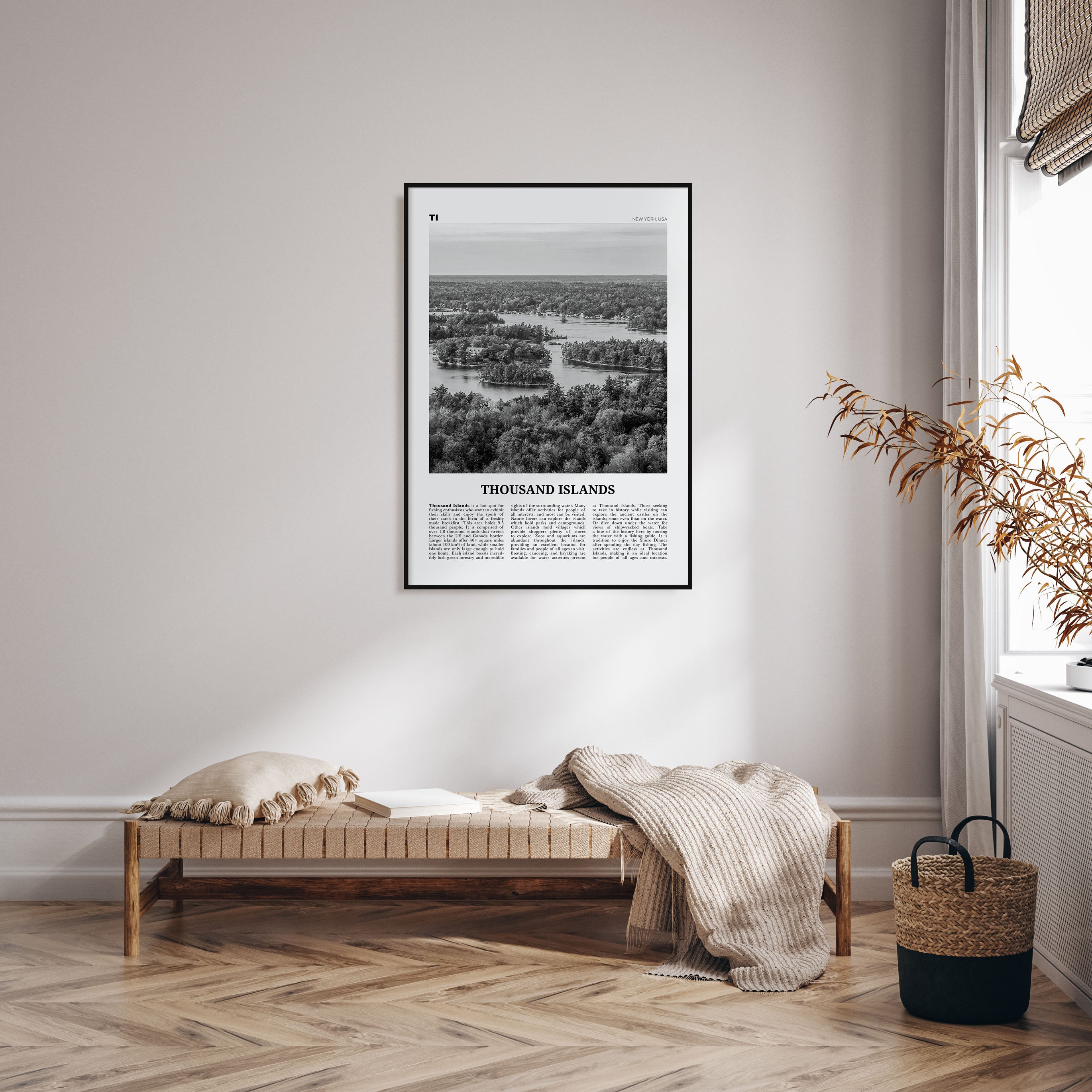 Thousand Islands Travel B&W Poster