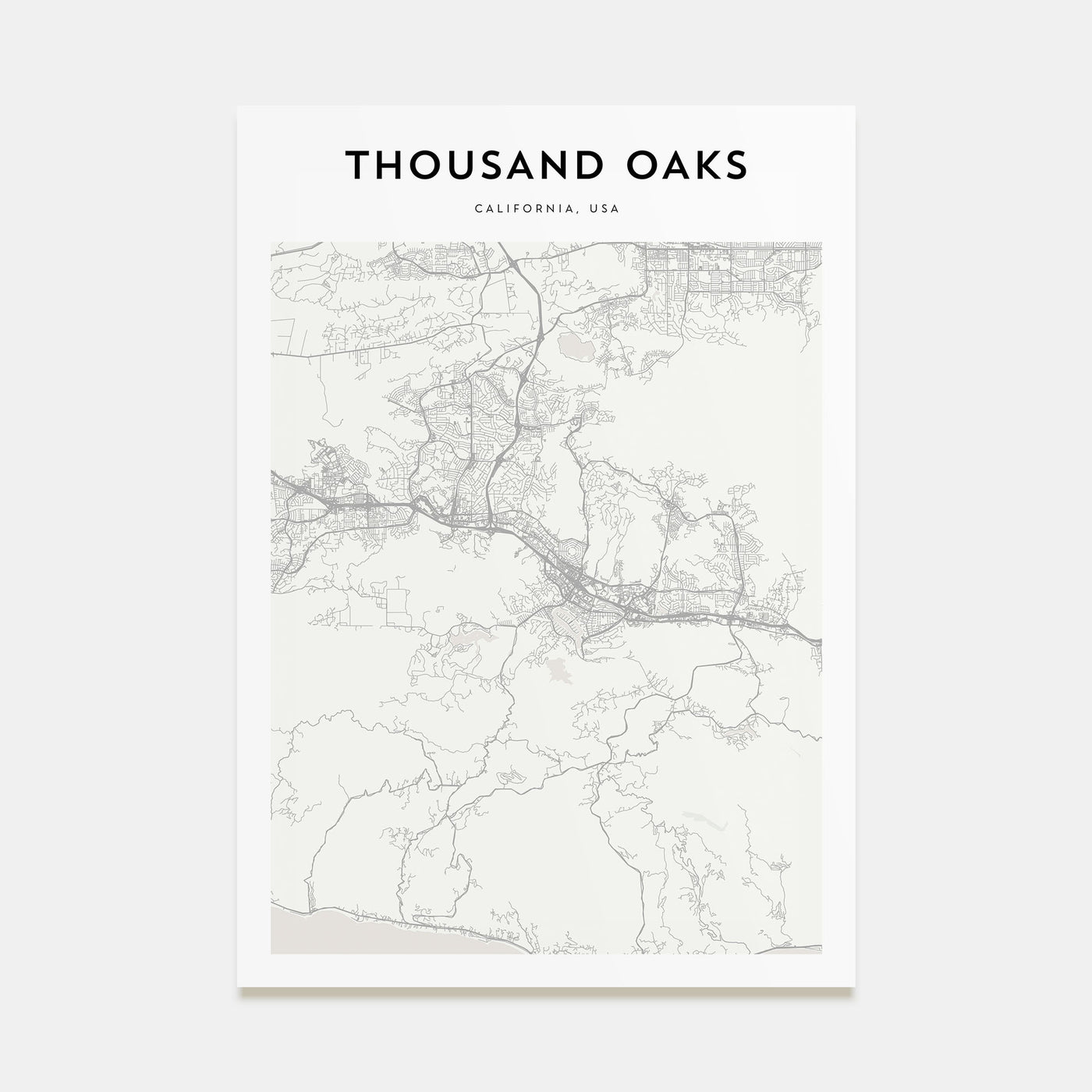 Thousand Oaks Map Portrait Poster