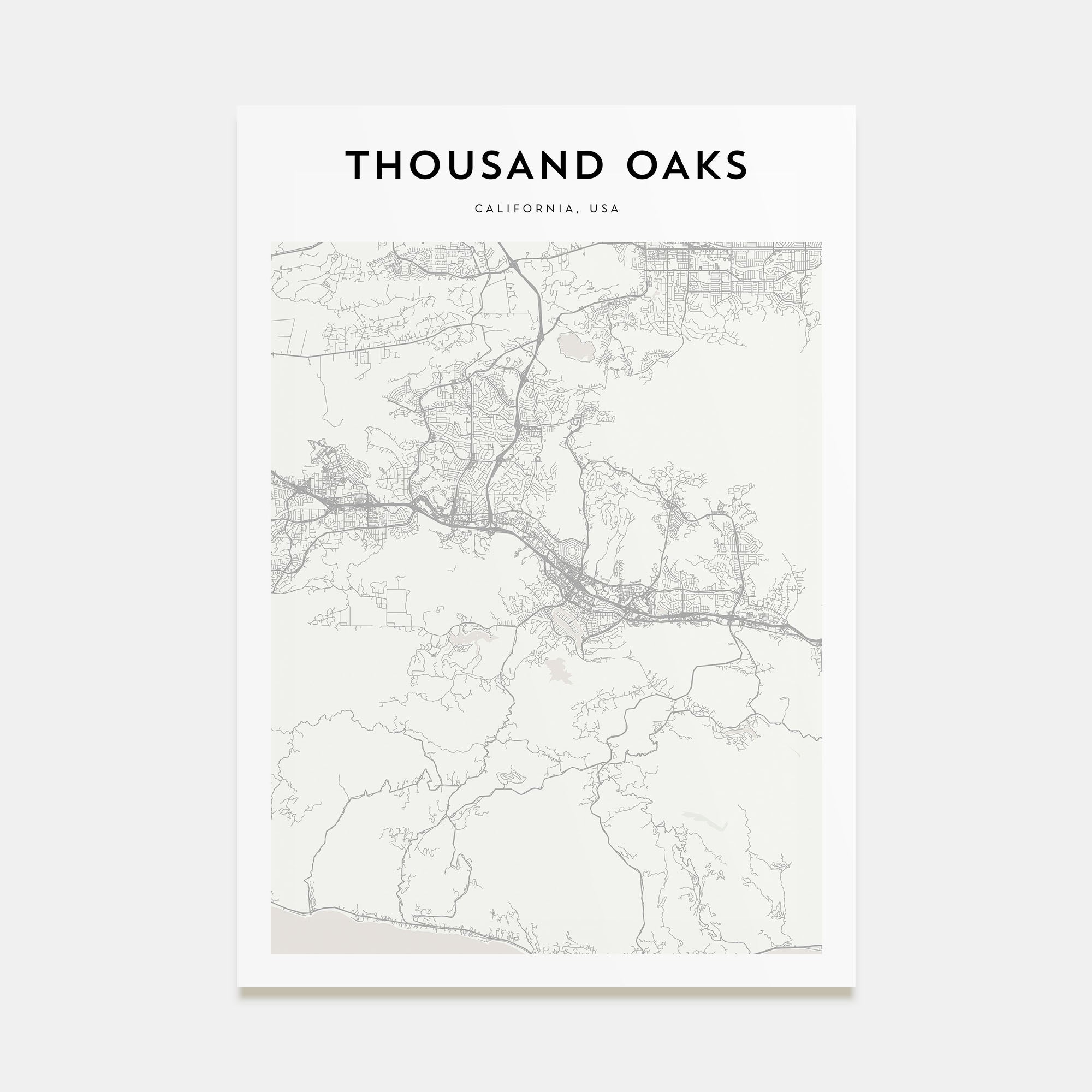 Thousand Oaks Map Portrait Poster