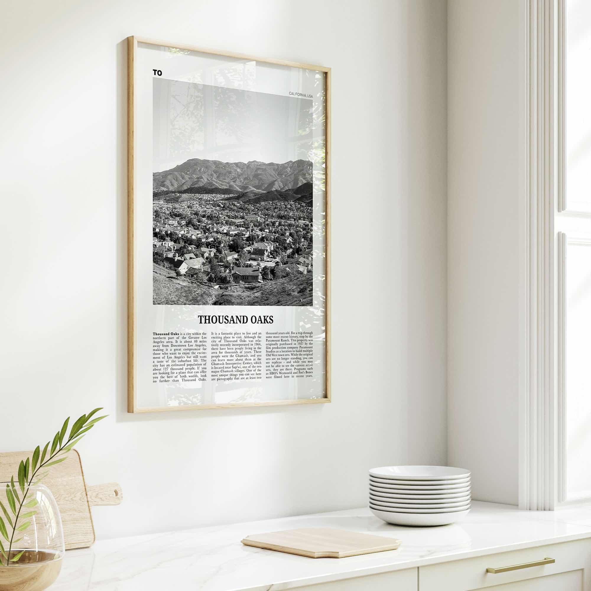 Thousand Oaks Print Black and White, Thousand Oaks Wall Art, Thousand Oaks Poster, Thousand Oaks Photo, Thousand Oaks Décor, California, USA