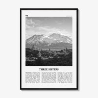 Three Sisters Print Black and White, Three Sisters Wall Art, Three Sisters Poster, Three Sisters Photo, Three Sisters Wall Décor, Oregon