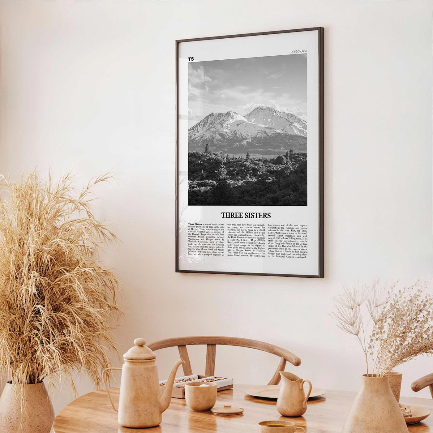 Three Sisters Print Black and White, Three Sisters Wall Art, Three Sisters Poster, Three Sisters Photo, Three Sisters Wall Décor, Oregon