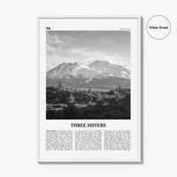 Three Sisters Print Black and White, Three Sisters Wall Art, Three Sisters Poster, Three Sisters Photo, Three Sisters Wall Décor, Oregon