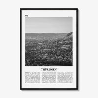 Thuringen Print Black and White, Thüringen Wall Art, Thüringen Poster, Thüringen Photo, Thüringen Wall Décor, Thüringen Map, Germany
