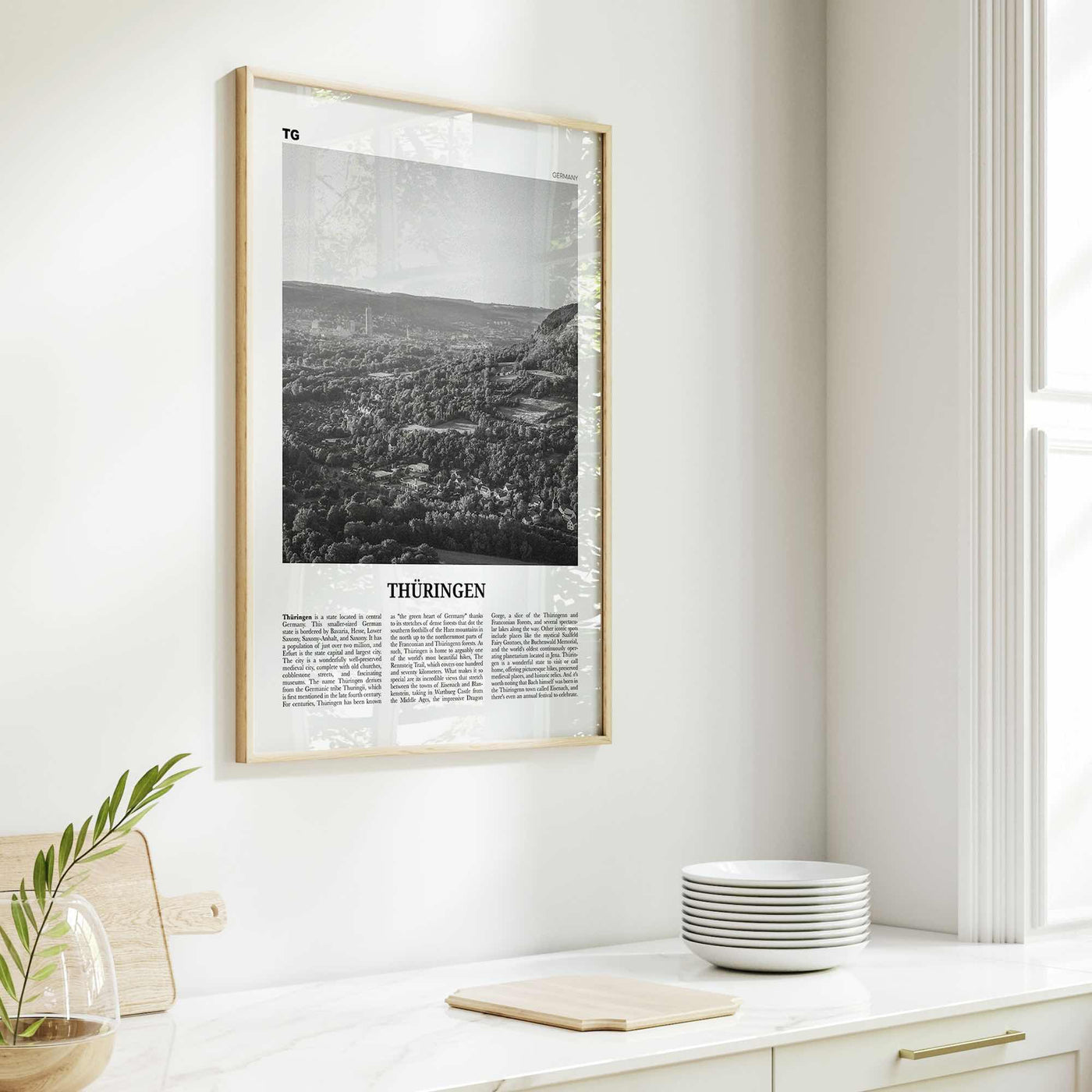 Thuringen Print Black and White, Thüringen Wall Art, Thüringen Poster, Thüringen Photo, Thüringen Wall Décor, Thüringen Map, Germany