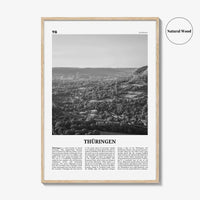 Thuringen Print Black and White, Thüringen Wall Art, Thüringen Poster, Thüringen Photo, Thüringen Wall Décor, Thüringen Map, Germany